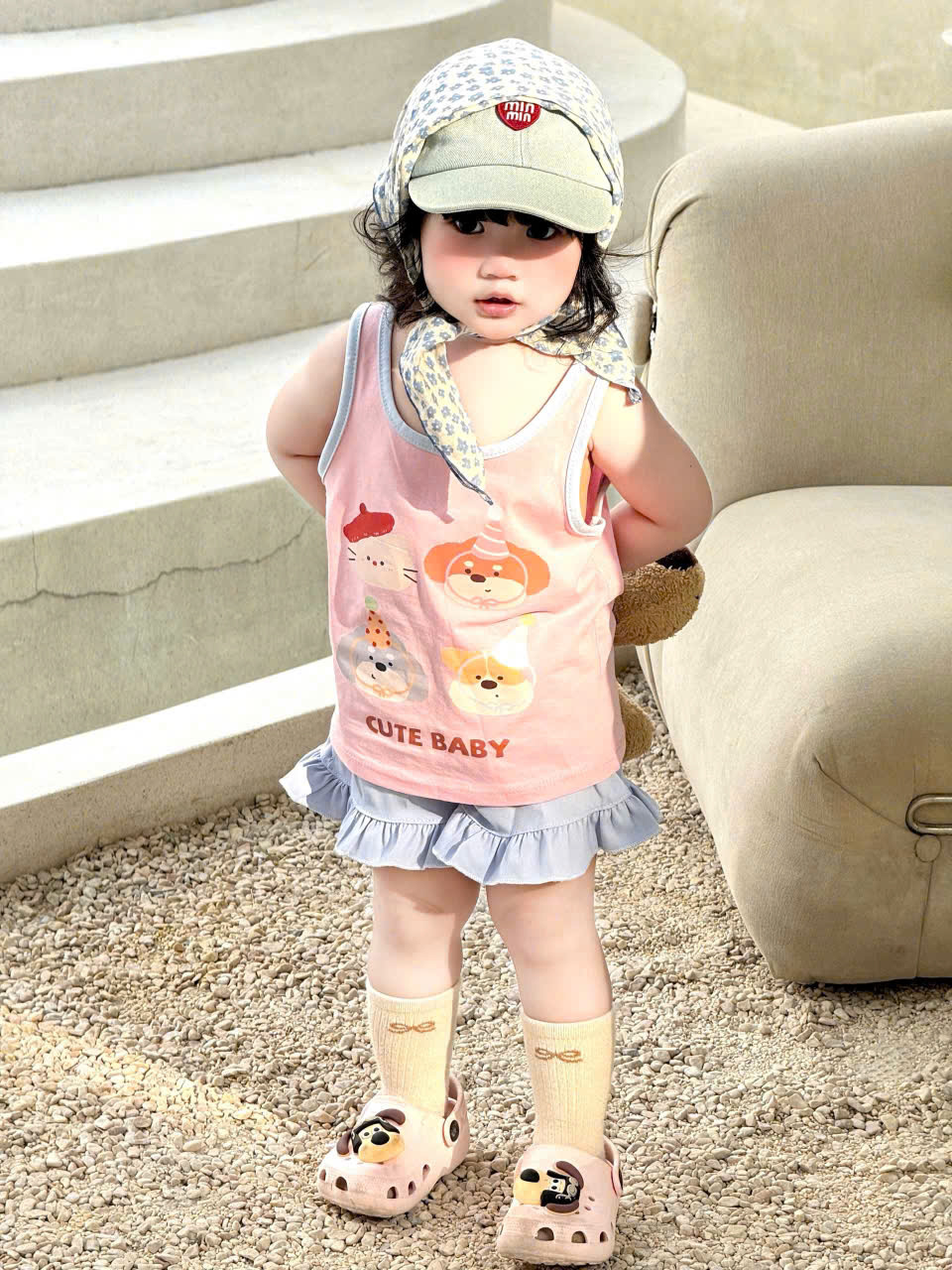 G028 - SET 2 BỘ ĐÙI BÉ GÁI 2S CUTE BABY QUẦN BÈO