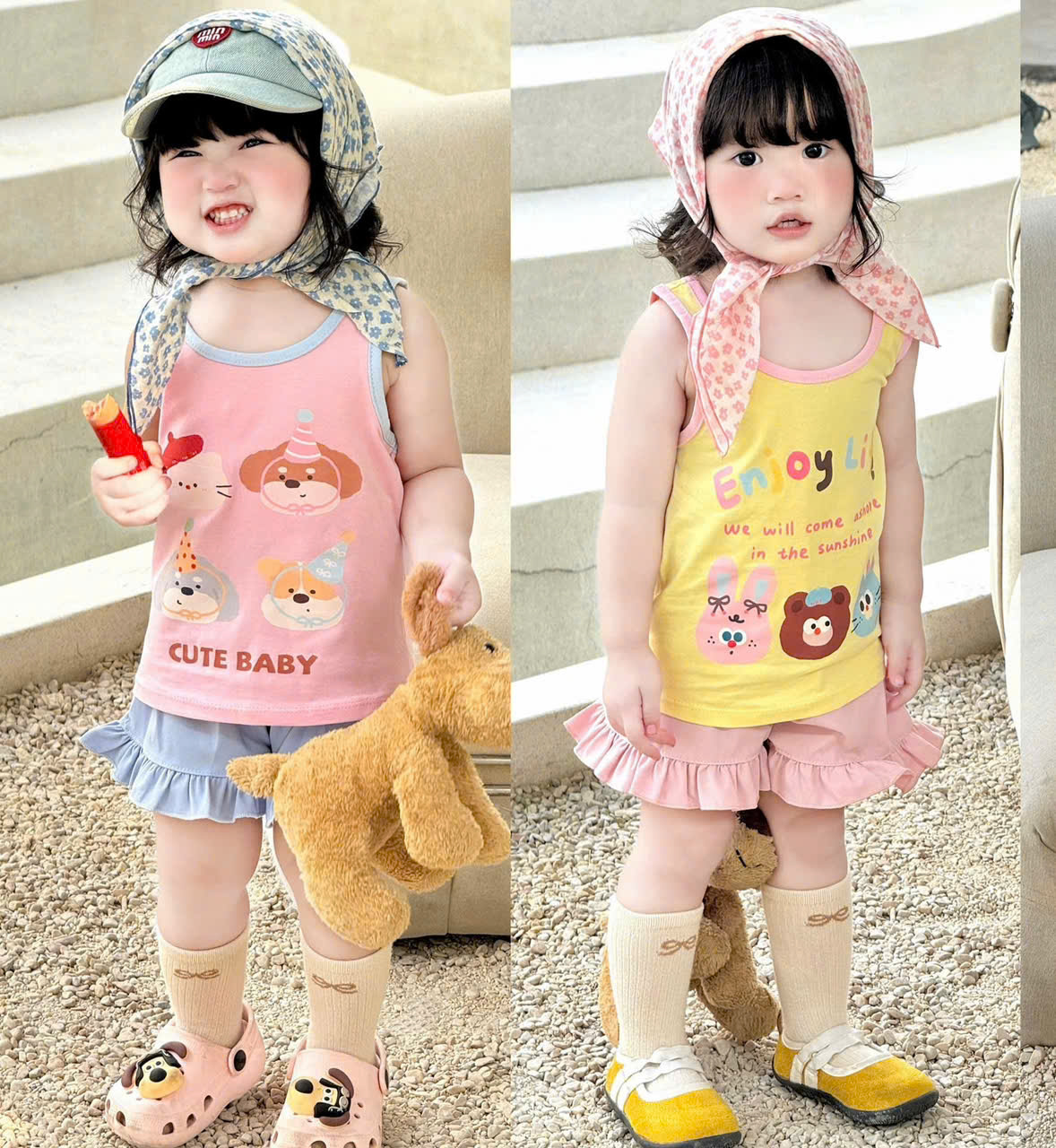 G028 - SET 2 BỘ ĐÙI BÉ GÁI 2S CUTE BABY QUẦN BÈO
