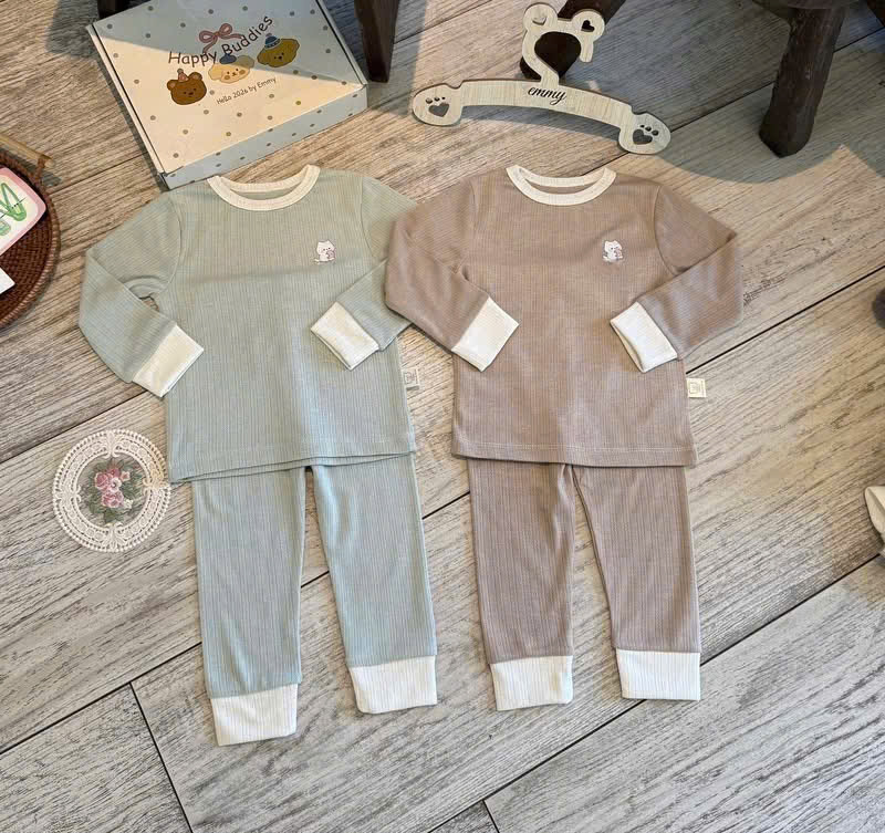 (CHỜ) G066 - SET 2 BỘ BÉ DÀI TAY THÔNG HƠI CHÓ BÔNG