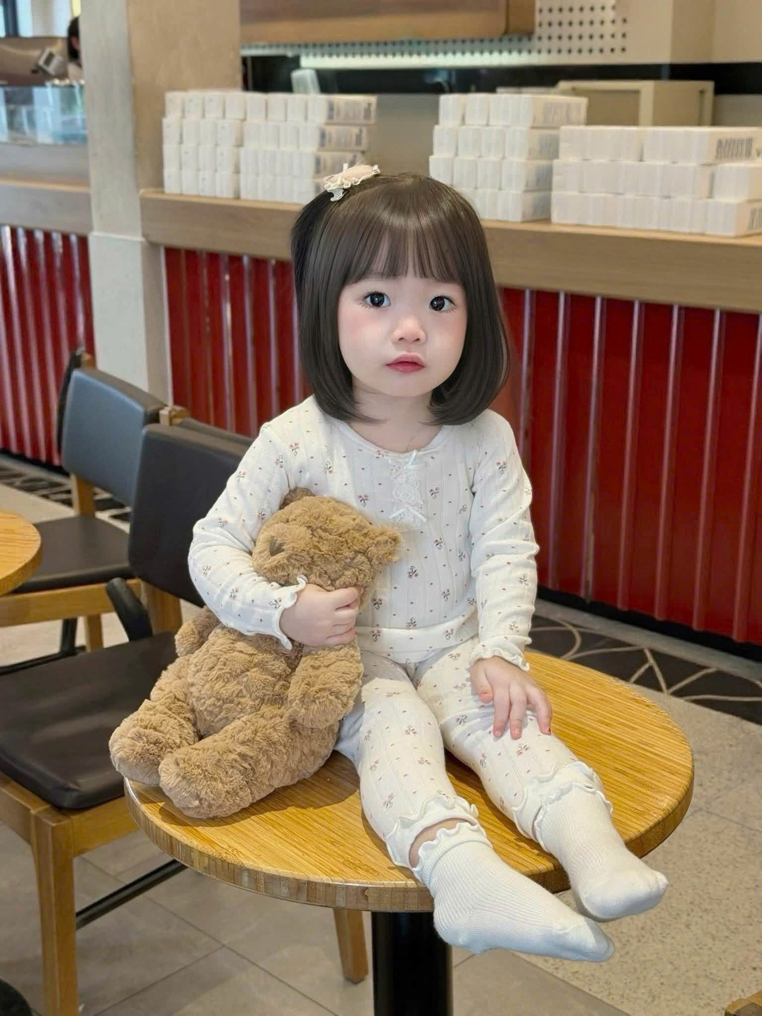 G070 - BỘ BÉ GÁI THÔNG HƠI HOA NHÍ CỔ NƠ TRẮNG