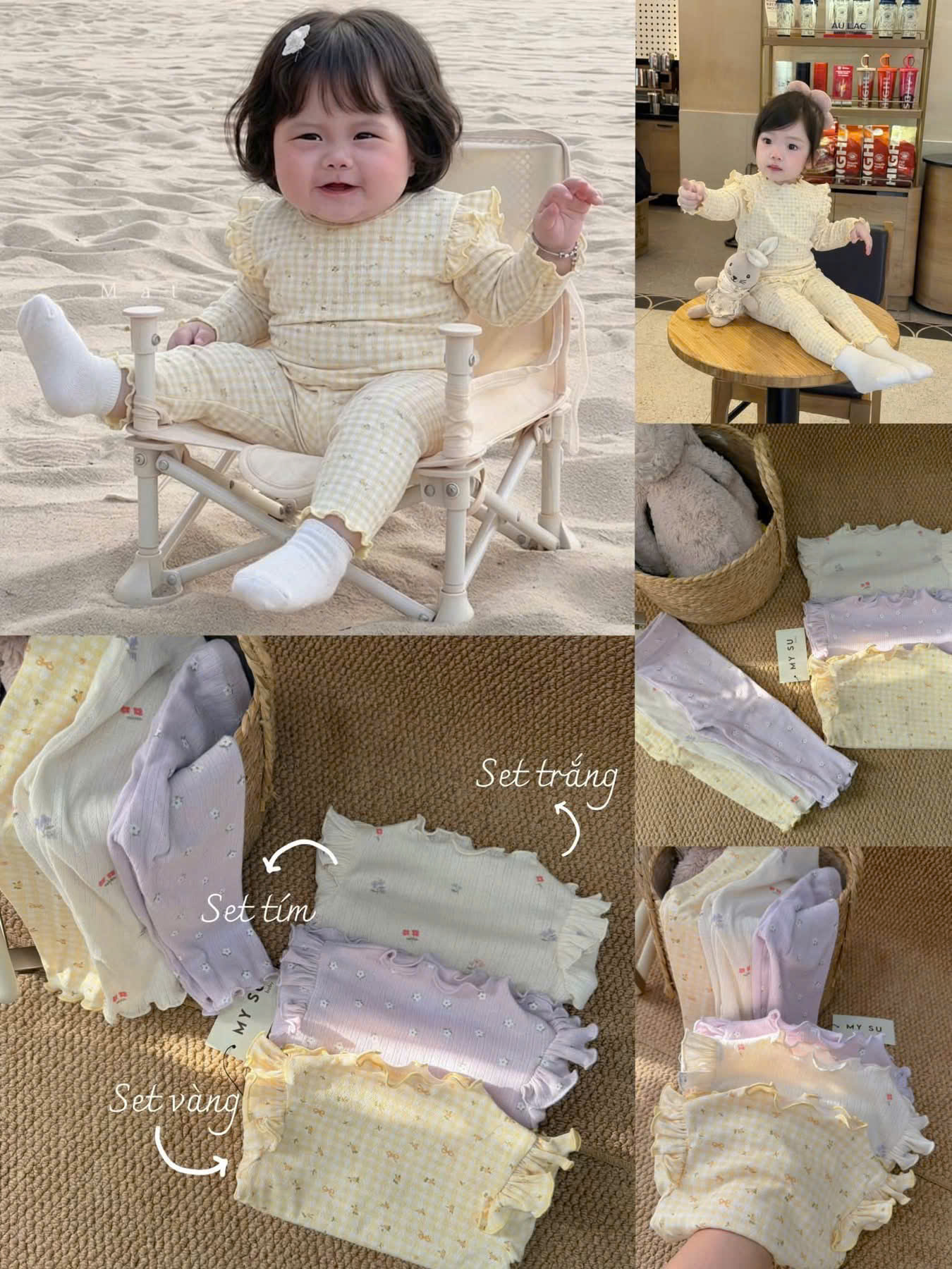 G077 - BỘ BÉ GÁI DÀI TAY THÔNG HƠI BÈO VAI HOA NHÍ