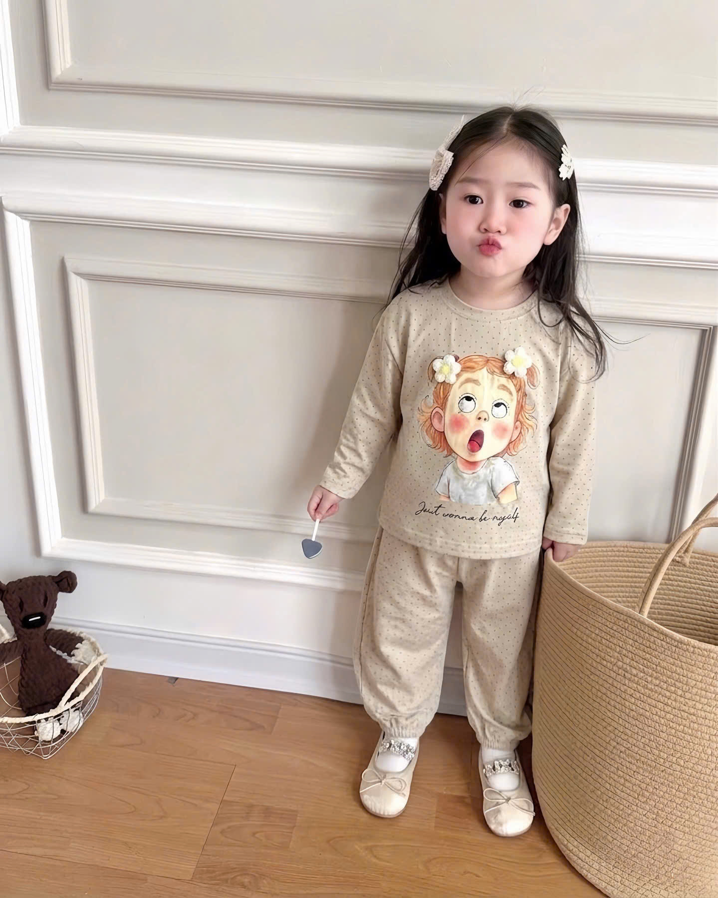 G096 - BỘ BÉ GÁI BOMBER CHẤM BI CÔ GÁI
