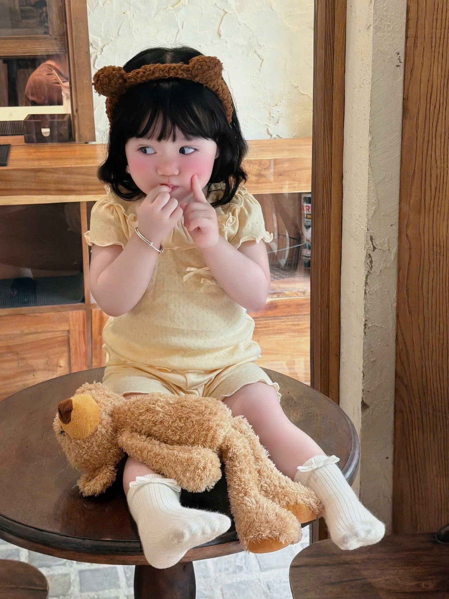 G977 - SET 2 BỘ BÉ GÁI THÔNG HƠI BÈO ĐÍNH NƠ
