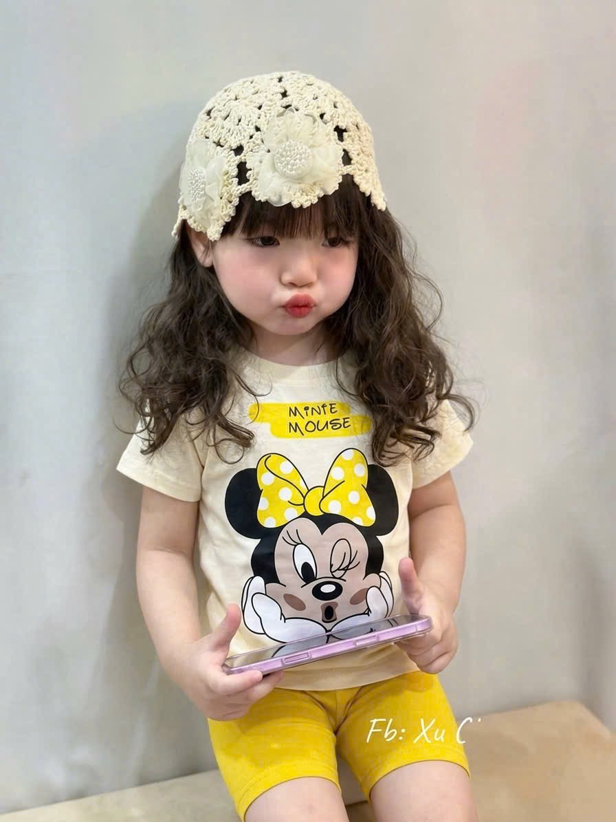 G979 - SET 2 BỘ ĐÙI BÉ GÁI MICKEY PEPPA vàng trắng