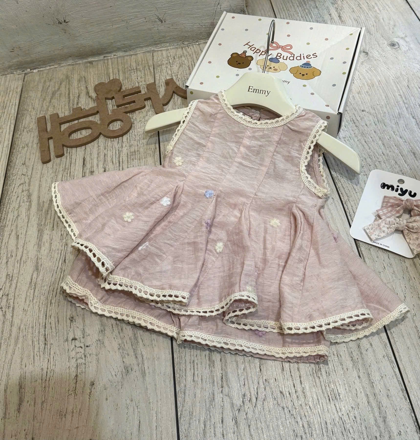 G982 - BỘ ĐÙI BÉ GÁI ĐŨI HÀN BABYDOLL PHỐI REN TRẮNG