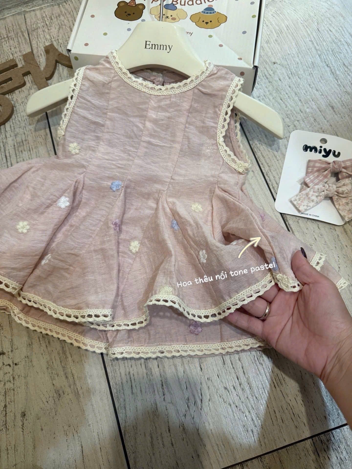 G982 - BỘ ĐÙI BÉ GÁI ĐŨI HÀN BABYDOLL PHỐI REN TRẮNG