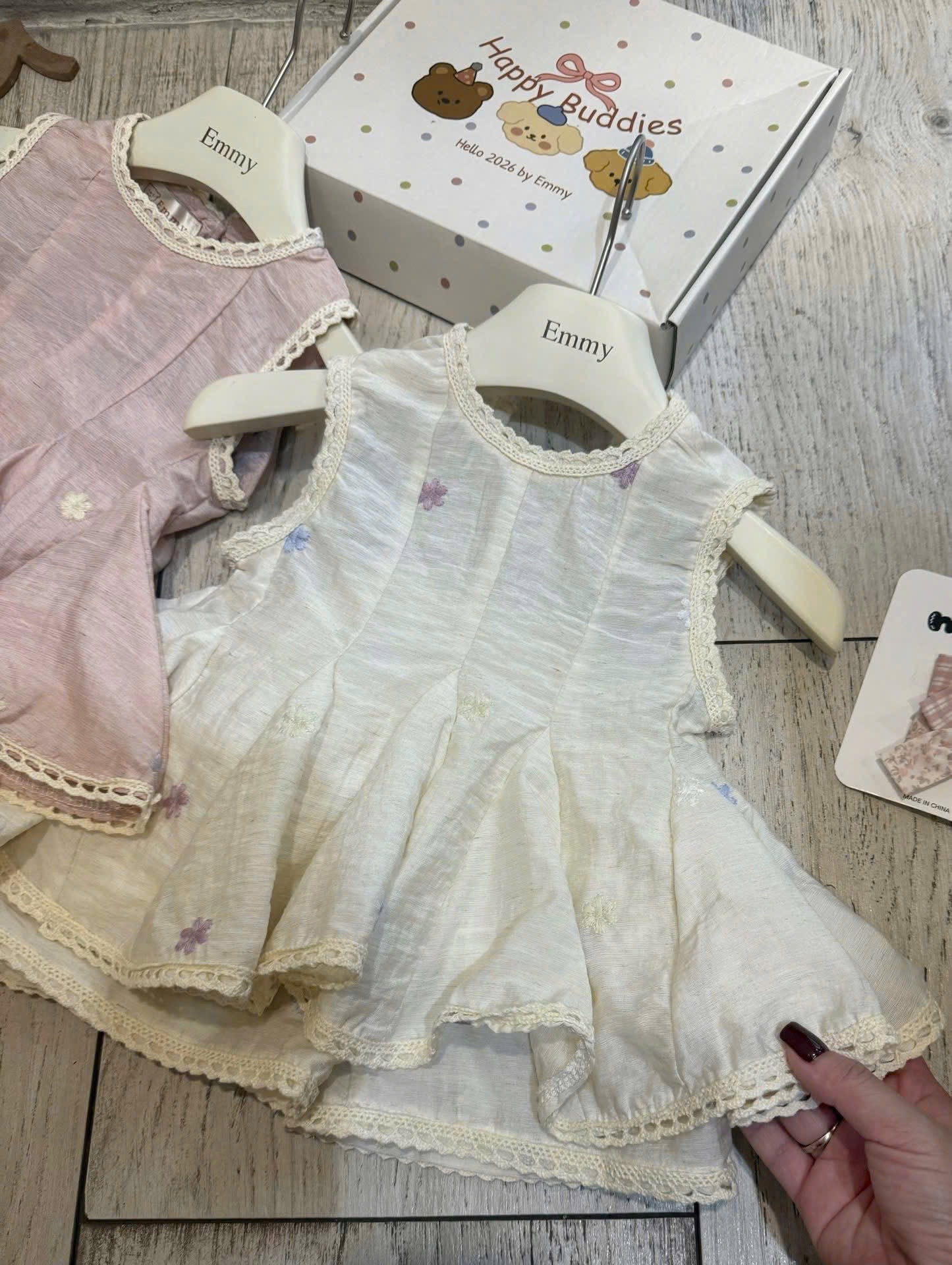 G982 - BỘ ĐÙI BÉ GÁI ĐŨI HÀN BABYDOLL PHỐI REN TRẮNG