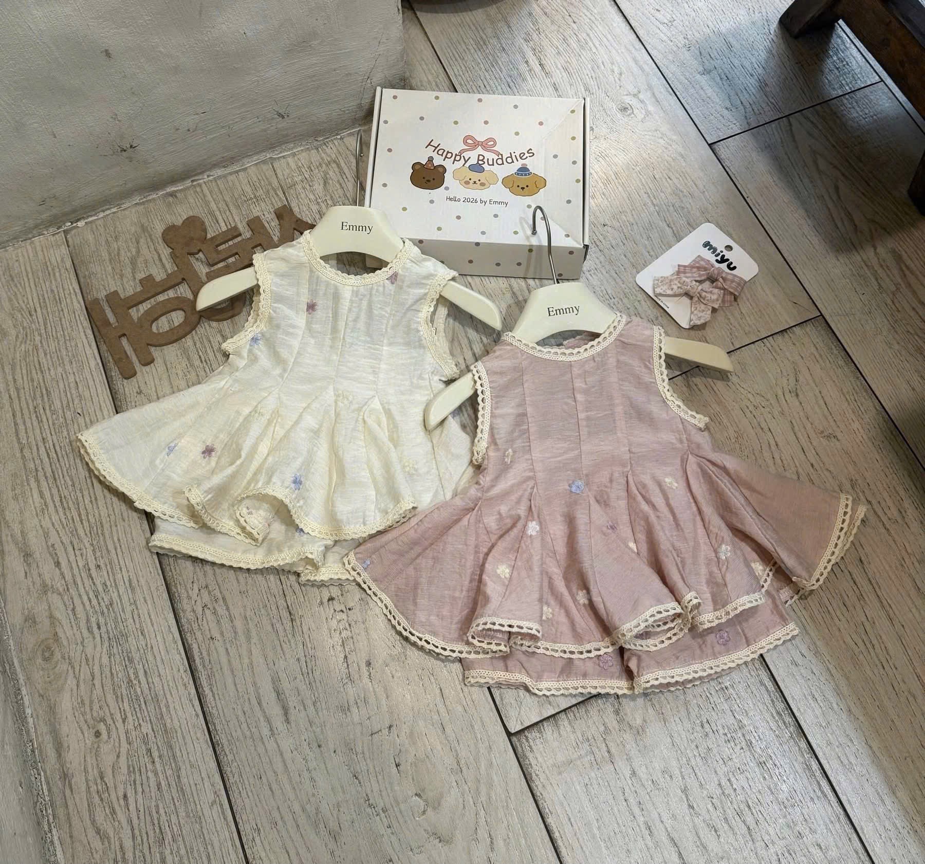 G982 - BỘ ĐÙI BÉ GÁI ĐŨI HÀN BABYDOLL PHỐI REN TRẮNG