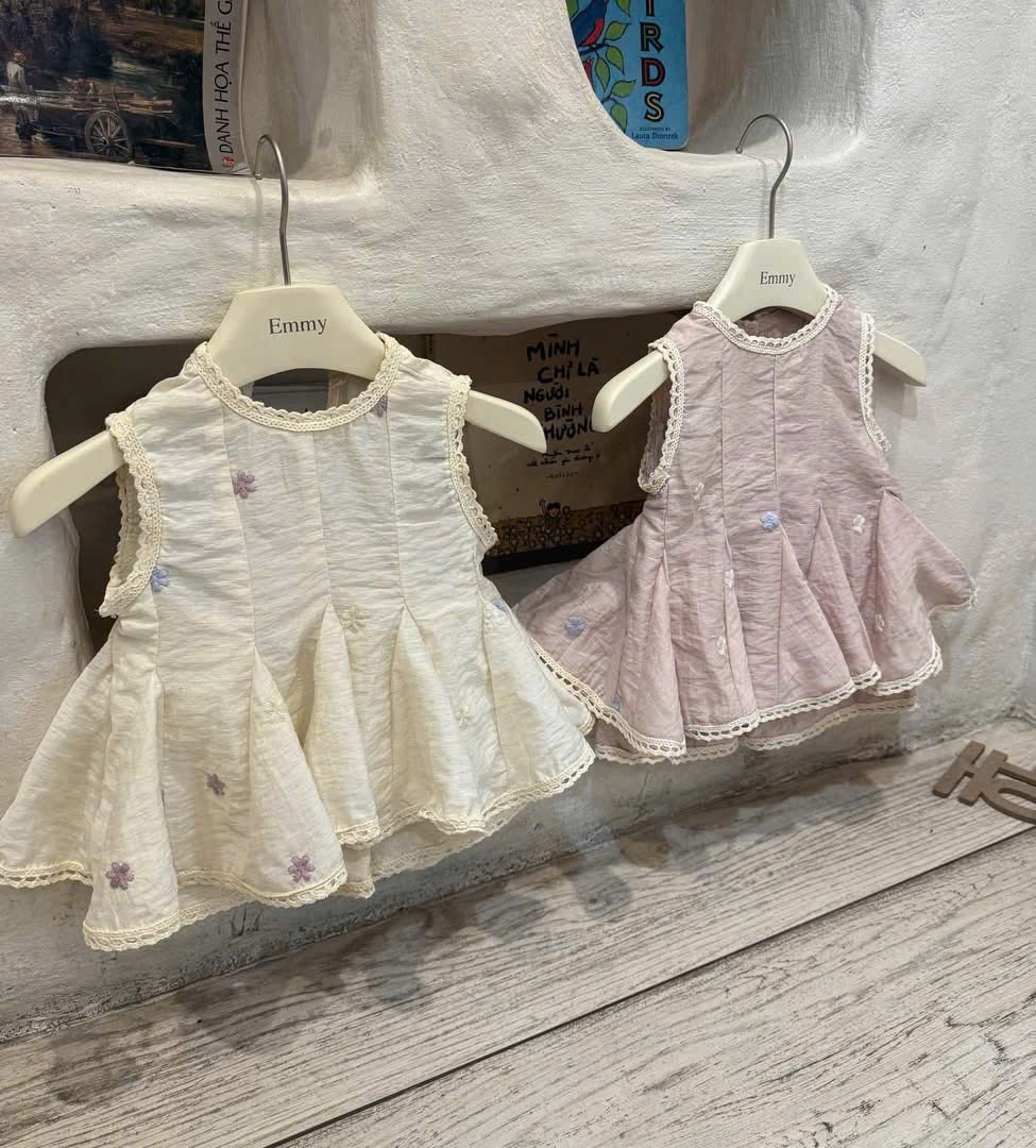 G982 - BỘ ĐÙI BÉ GÁI ĐŨI HÀN BABYDOLL PHỐI REN TRẮNG