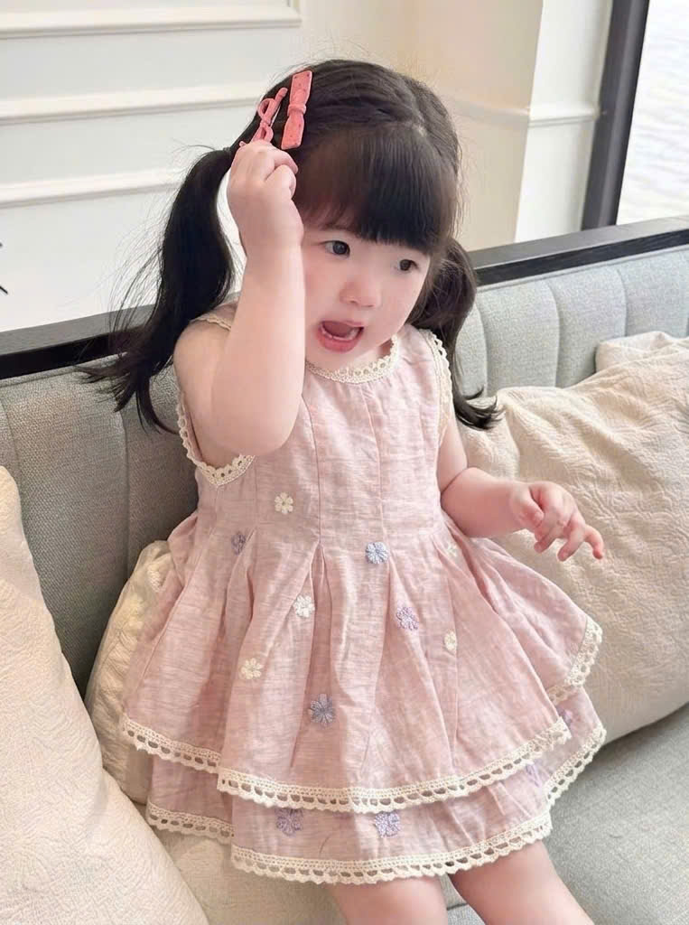 G982 - BỘ ĐÙI BÉ GÁI ĐŨI HÀN BABYDOLL PHỐI REN TRẮNG