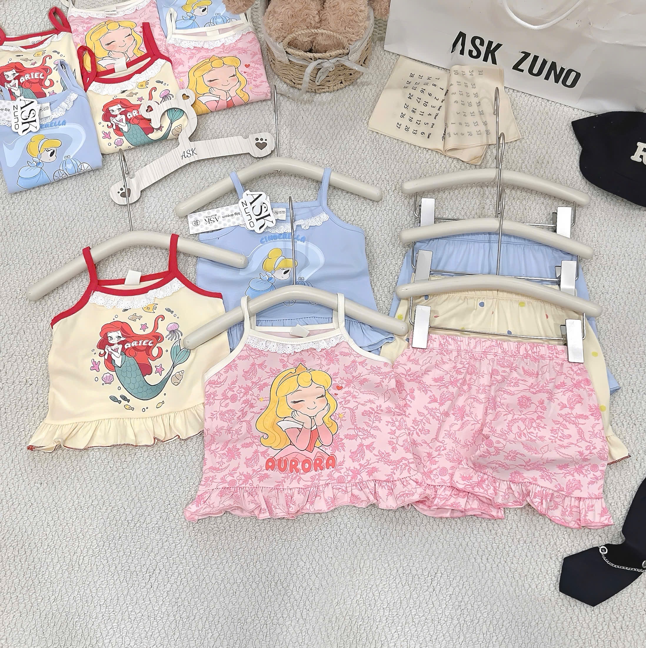 G994 - SET 3 BỘ ĐÙI BÉ GÁI 2S BÈO CÔNG CHÚA xanh hồng vàng