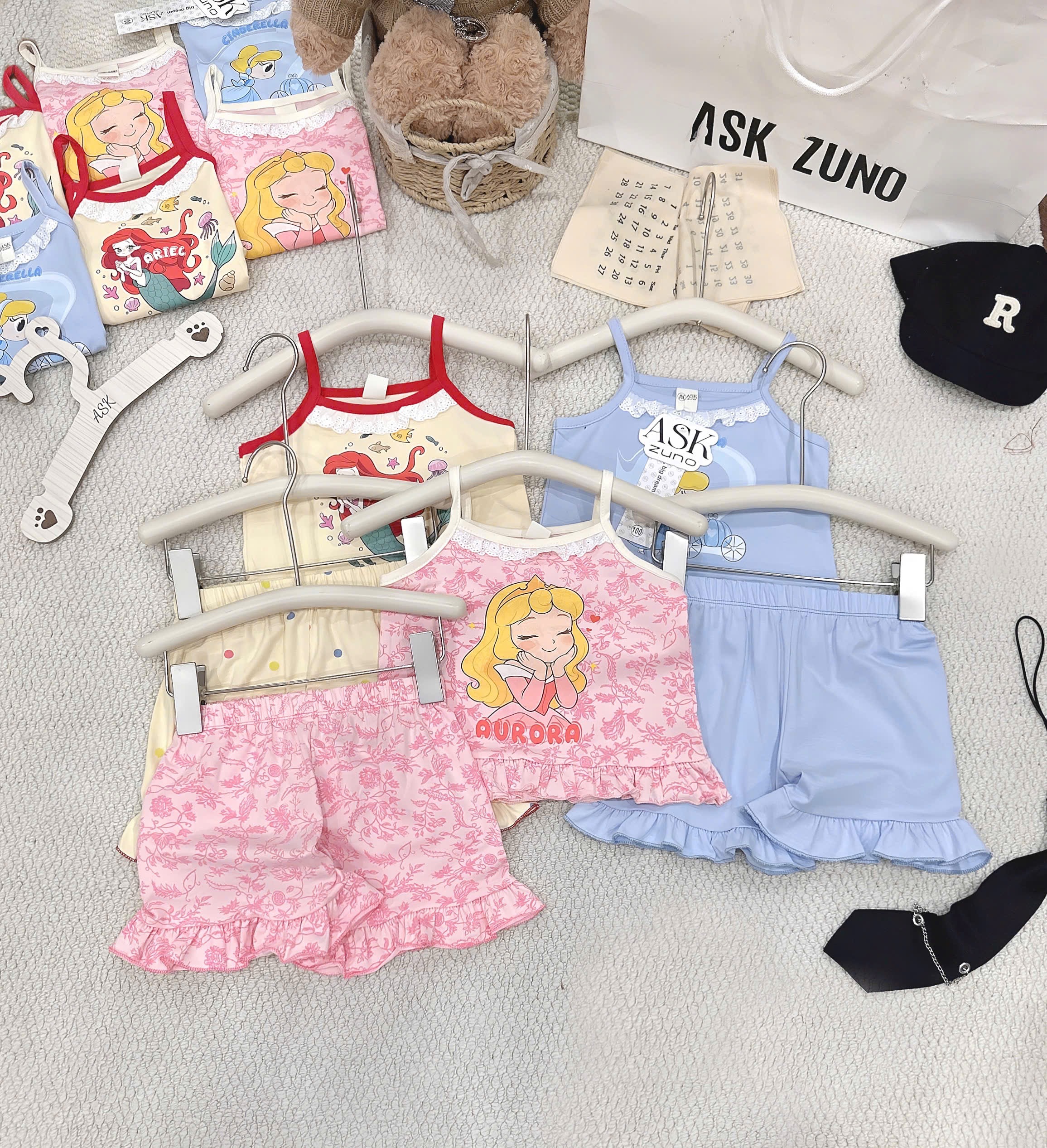 G994 - SET 3 BỘ ĐÙI BÉ GÁI 2S BÈO CÔNG CHÚA xanh hồng vàng