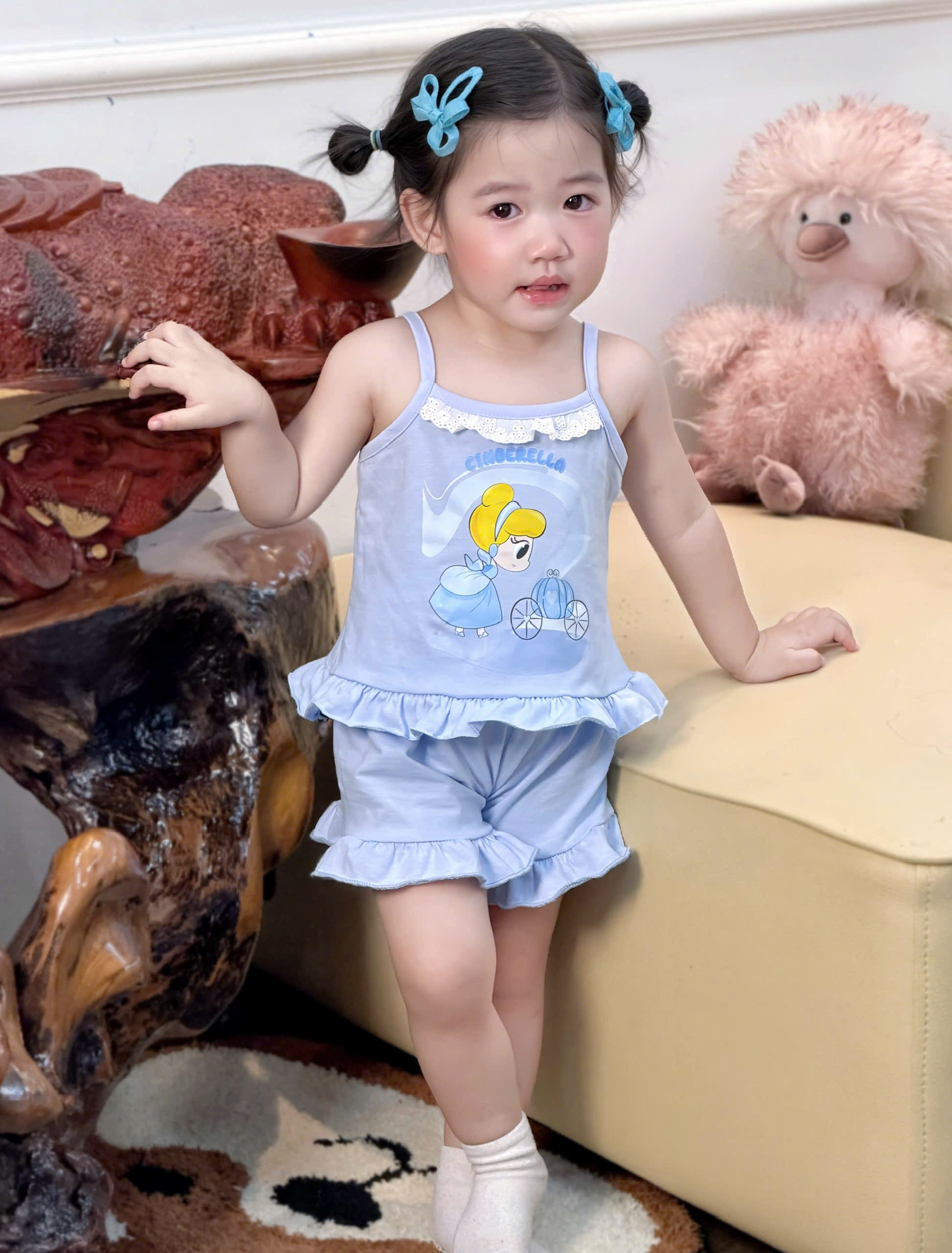 G994 - SET 3 BỘ ĐÙI BÉ GÁI 2S BÈO CÔNG CHÚA xanh hồng vàng