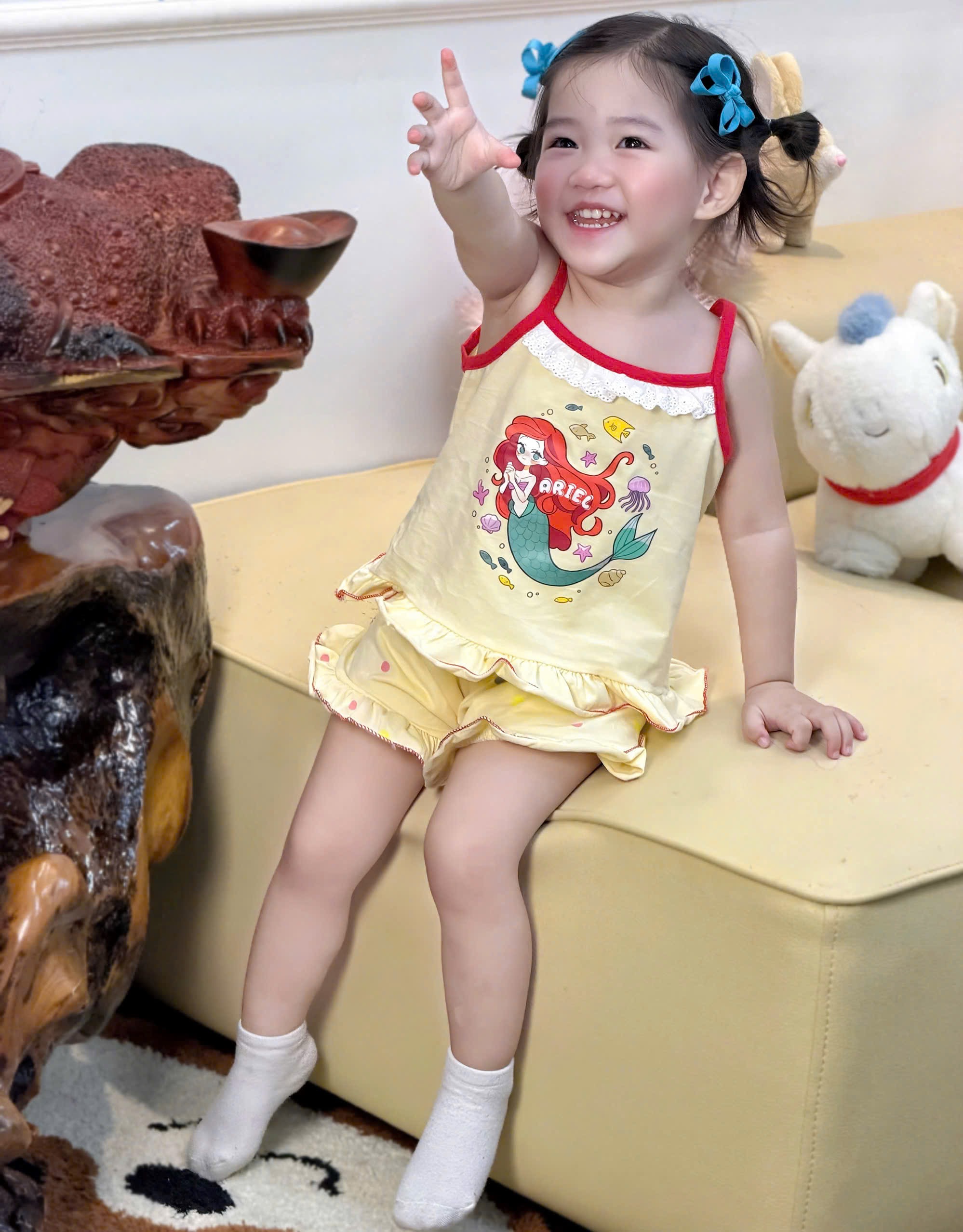 G994 - SET 3 BỘ ĐÙI BÉ GÁI 2S BÈO CÔNG CHÚA xanh hồng vàng