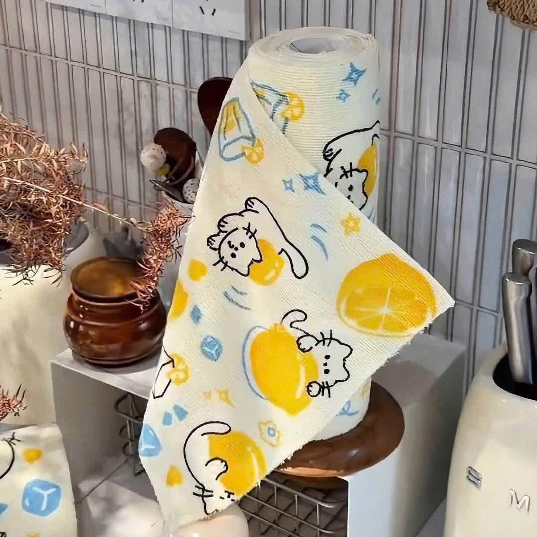 PK345 - SET 2 CUỘN TO 5M KHĂN LAU MÈO VÀNG