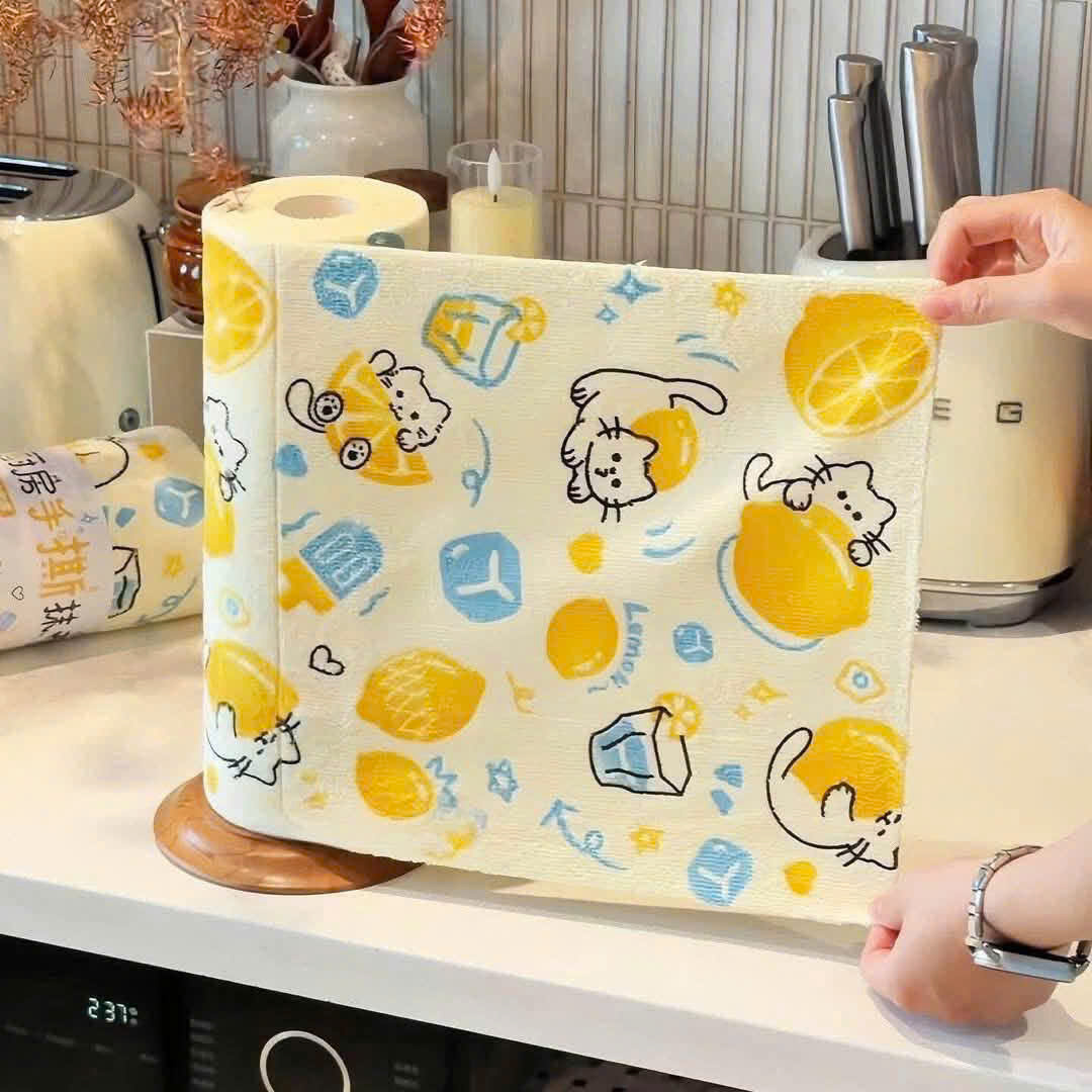 PK345 - SET 2 CUỘN TO 5M KHĂN LAU MÈO VÀNG
