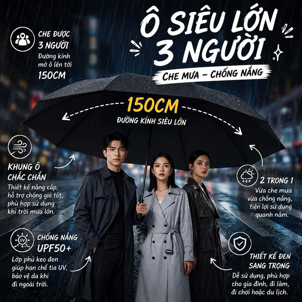 (CHỜ) PK349 - Ô SIZE ĐẠI 12 NAN 125CM