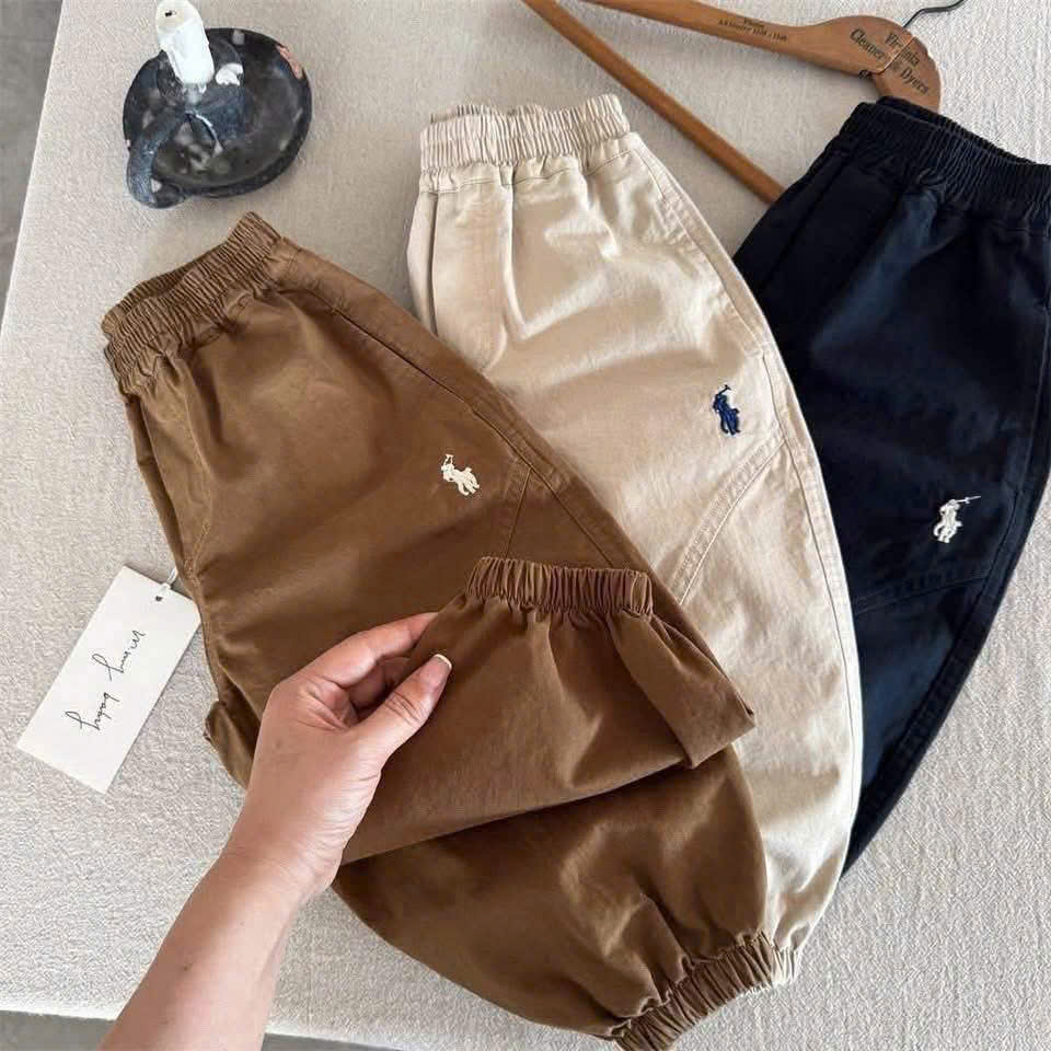 QB392 - SET 3 QUẦN BÉ TRAI BOMBER KAKI KỊ SĨ than nâu be