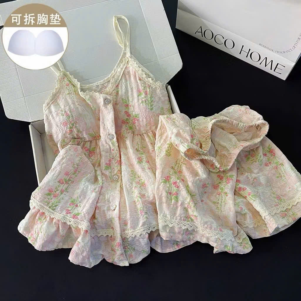 S325 - BỘ ĐŨI HOA 2S QC ĐỆM NGỰC PHỐI REN