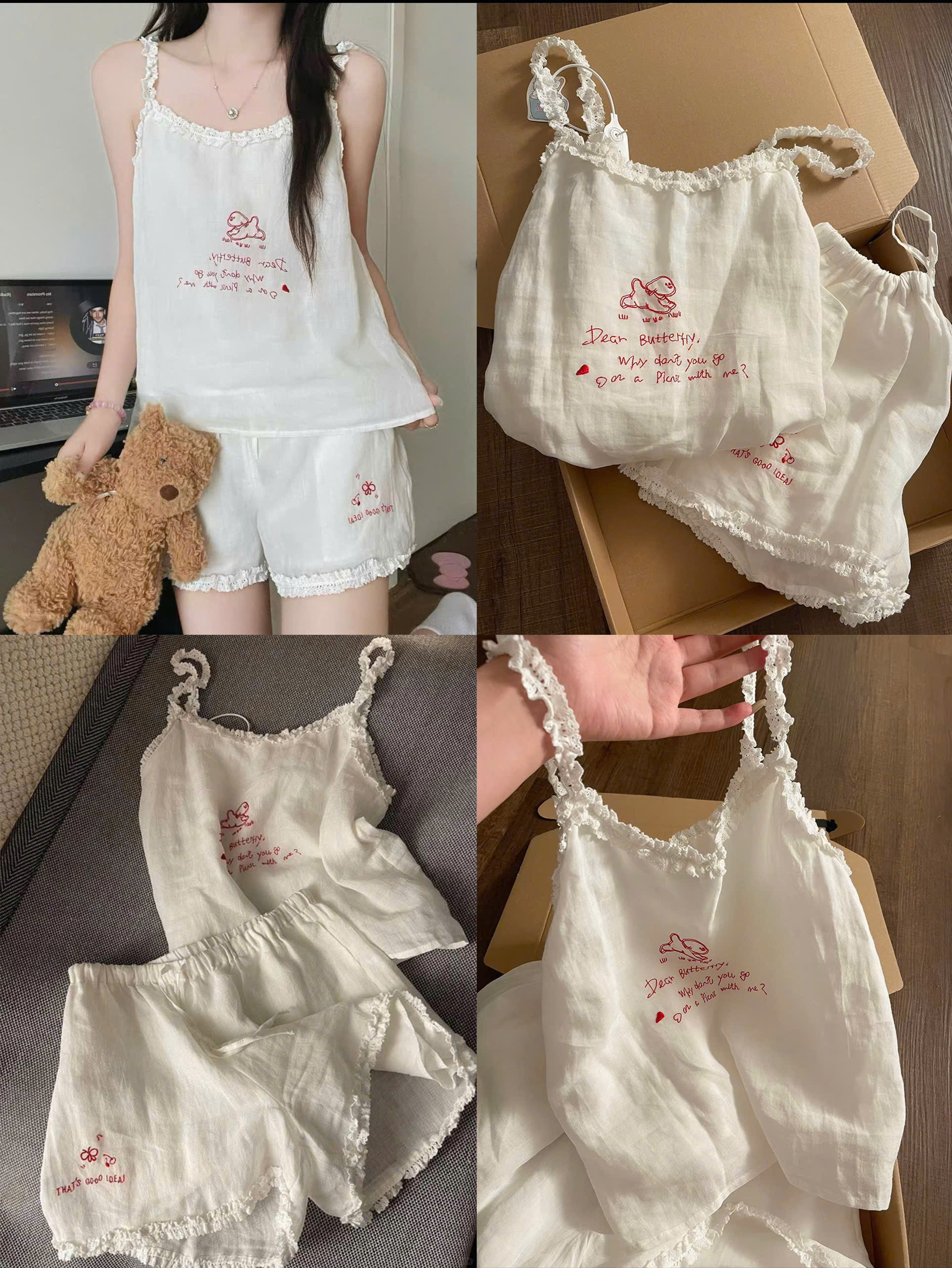 S341 - BỘ ĐÙI NỮ 2S BÈO QC TRẮNG CHÓ butterfly