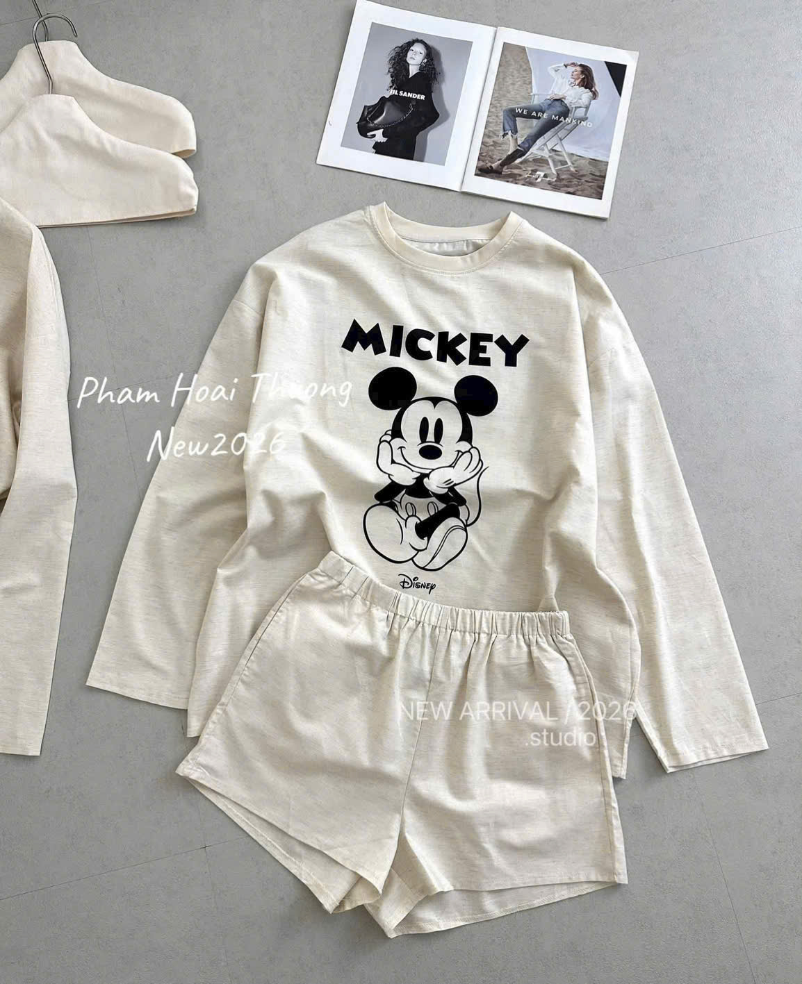S391 - BỘ ĐÙI NỮ MICKEY GIẤY QUẦN 2 LỚP