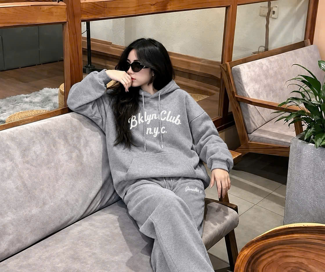 S411 - BỘ NỈ NỮ HAIDA HOODIE MŨ NYC
