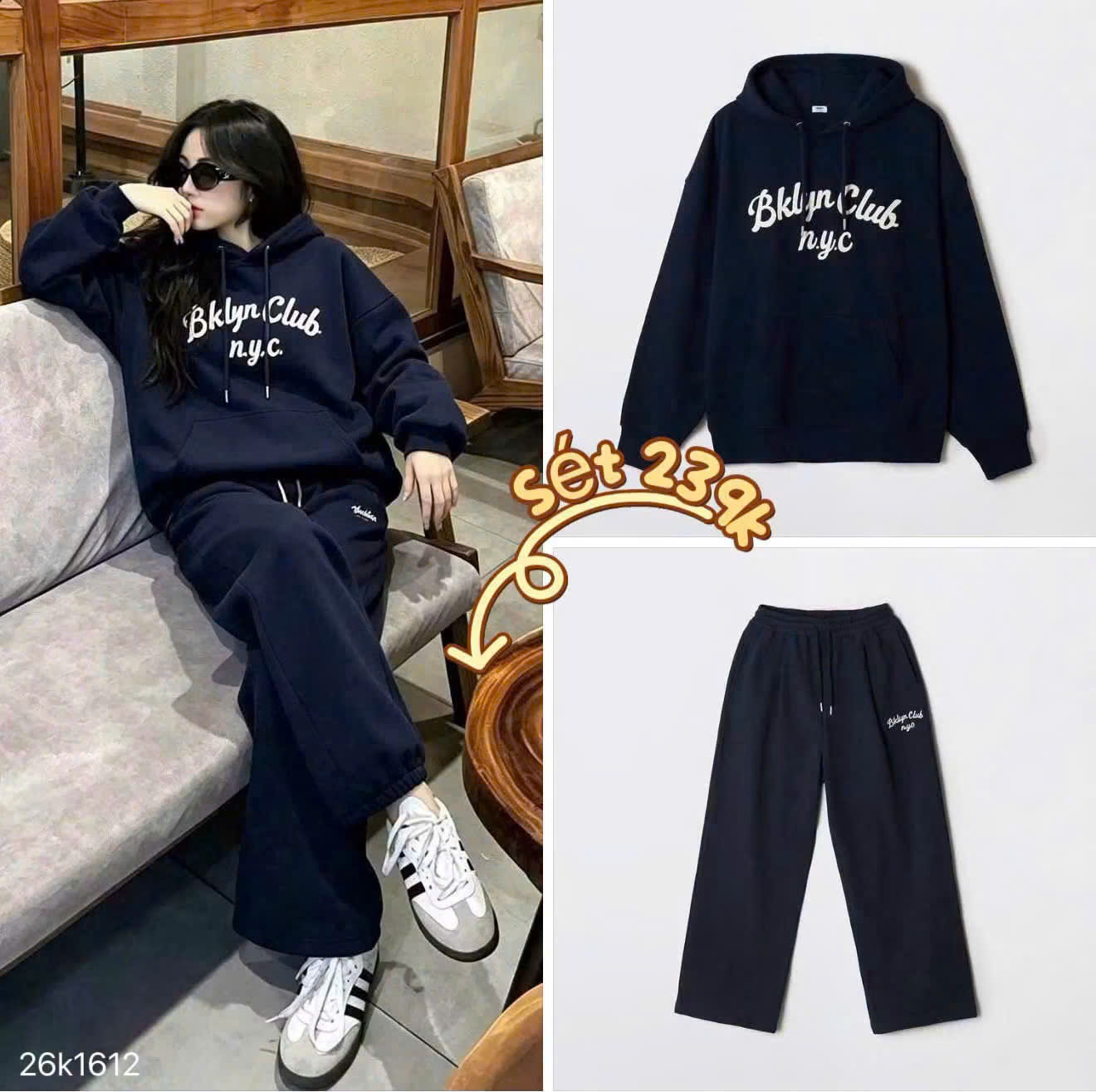 S411 - BỘ NỈ NỮ HAIDA HOODIE MŨ NYC