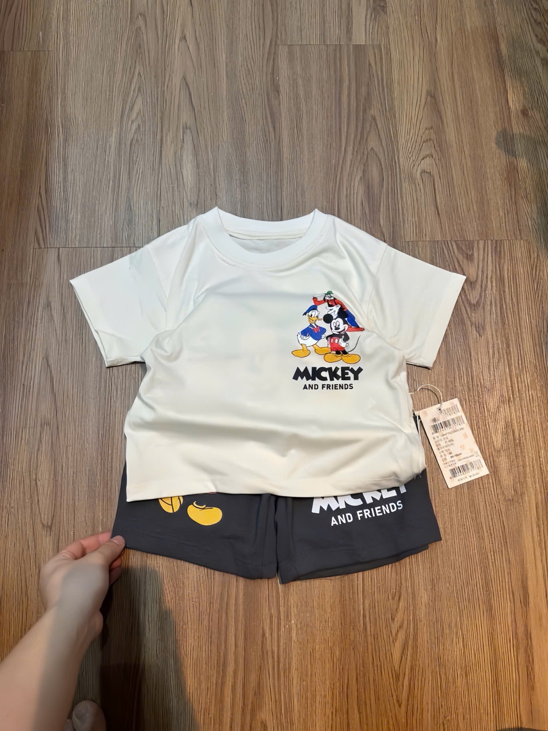 T234 - BỘ ĐÙI BÉ TRAI ÁO BE MICKEY FRIENDS QUẦN XÁM