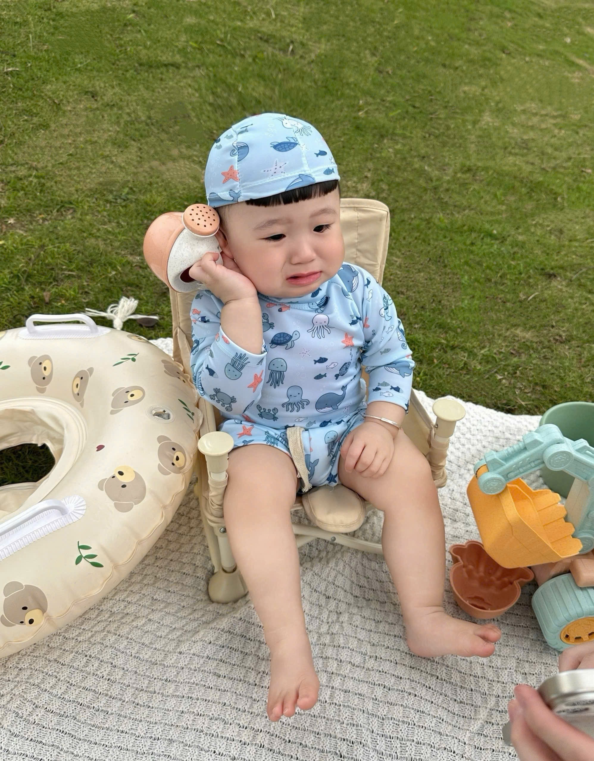 T235 - BỘ BƠI BÉ TRAI XANH DƯƠNG ĐỘNG VẬT BIỂN