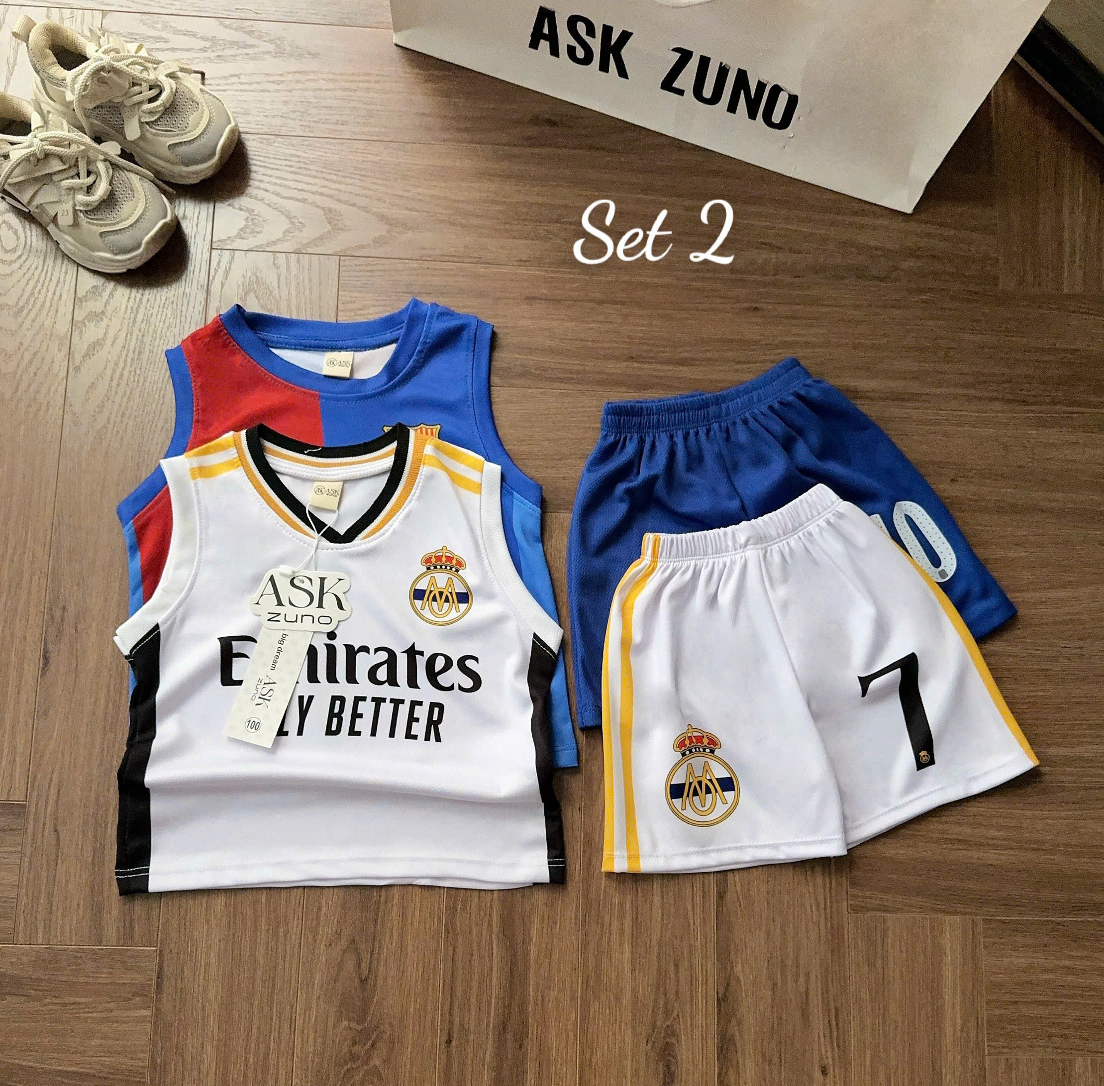 T297 - SET 2 BỘ ĐÙI BÉ TRAI BA LỖ THỂ THAO BÓNG ĐÁ
