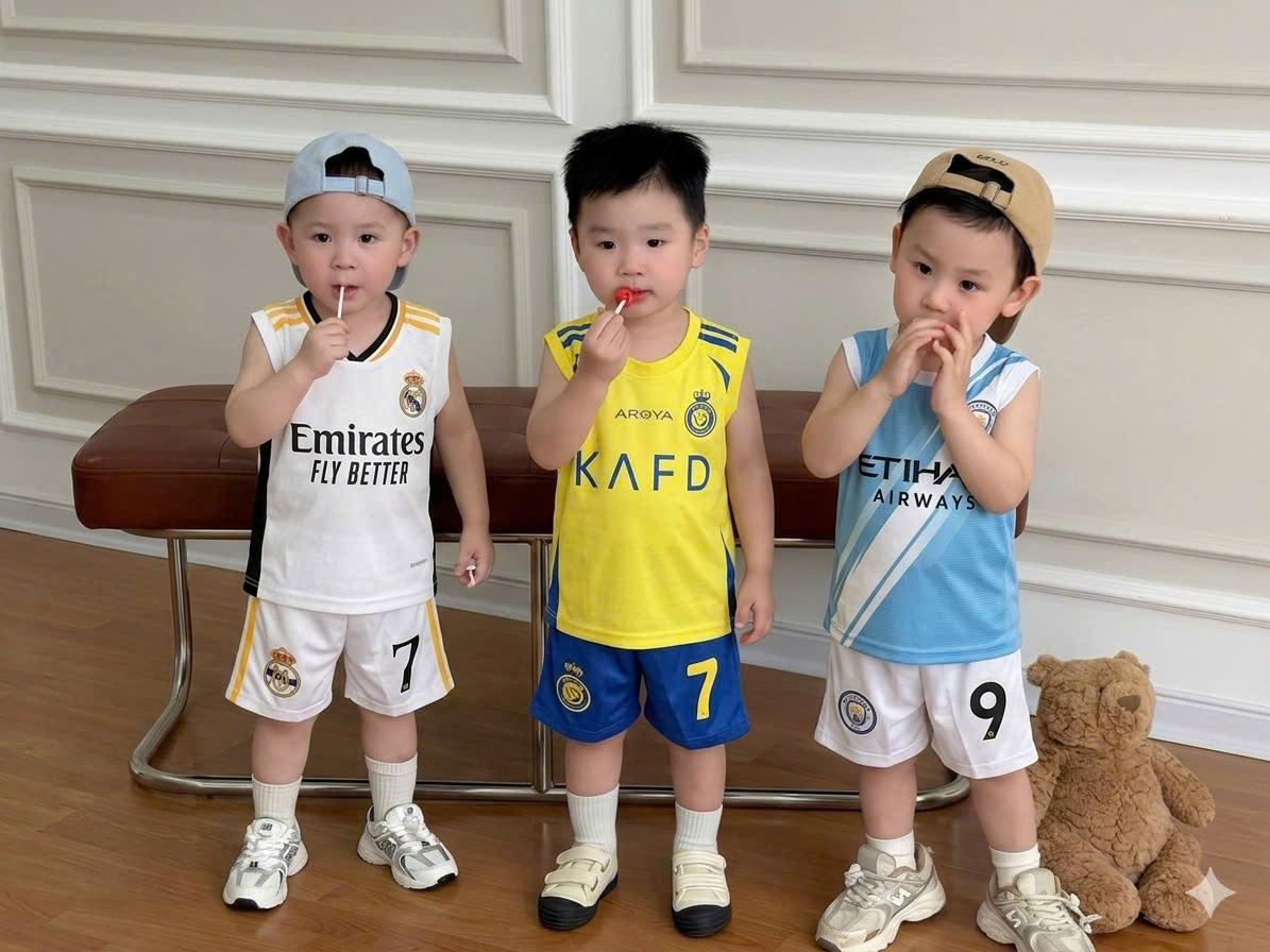 T297 - SET 2 BỘ ĐÙI BÉ TRAI BA LỖ THỂ THAO BÓNG ĐÁ
