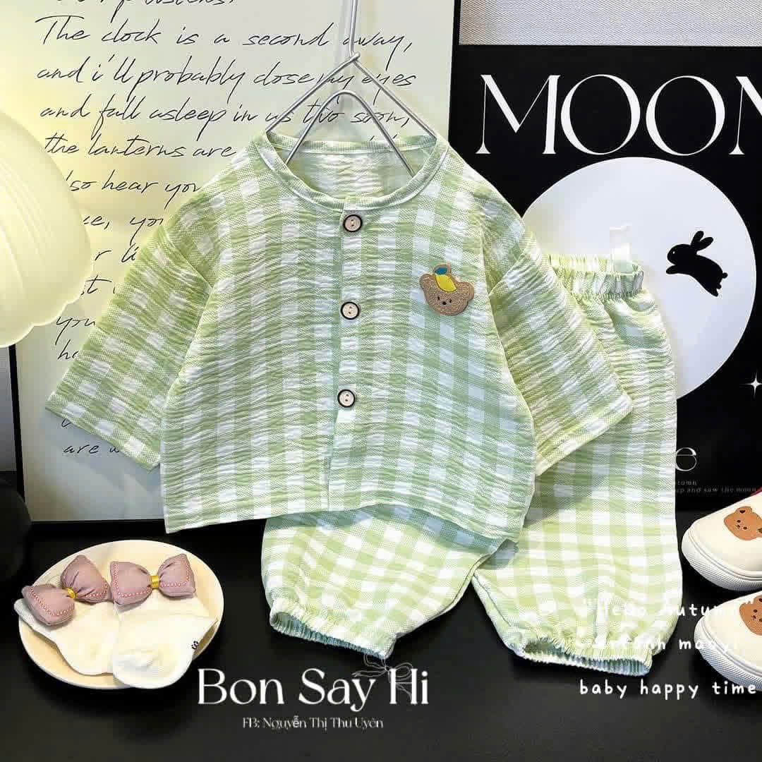 T327 - BỘ BÉ PYJAMA DÀI TAY CARO QC