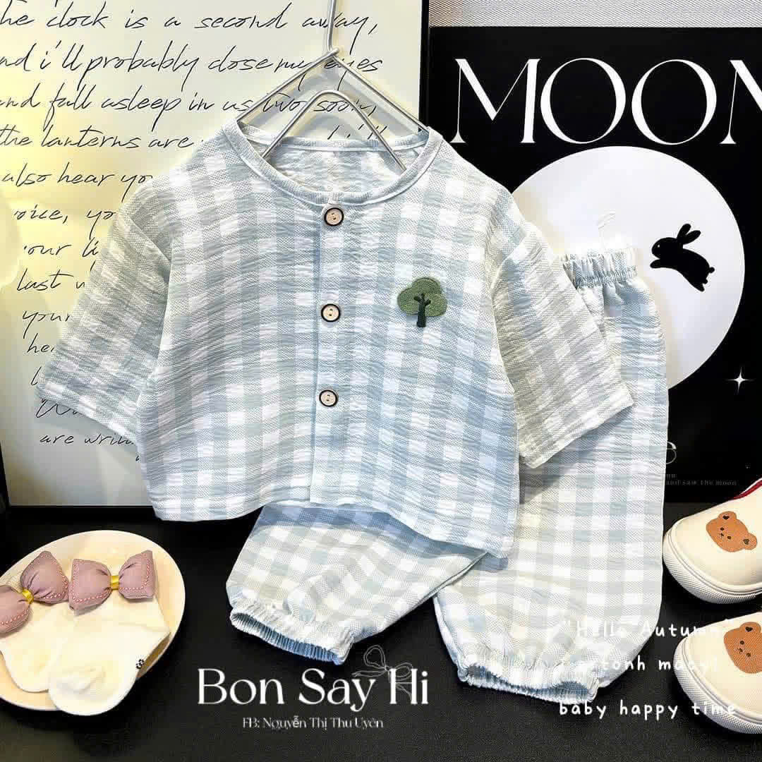 T327 - BỘ BÉ PYJAMA DÀI TAY CARO QC