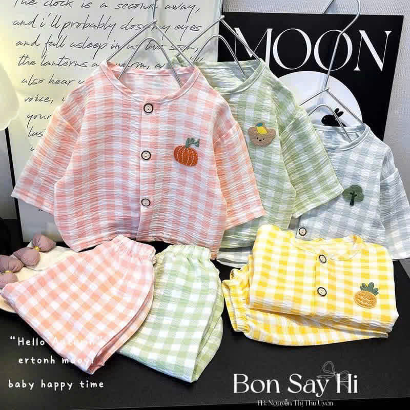 T327 - BỘ BÉ PYJAMA DÀI TAY CARO QC