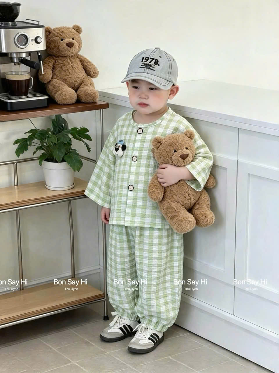 T327 - BỘ BÉ PYJAMA DÀI TAY CARO QC