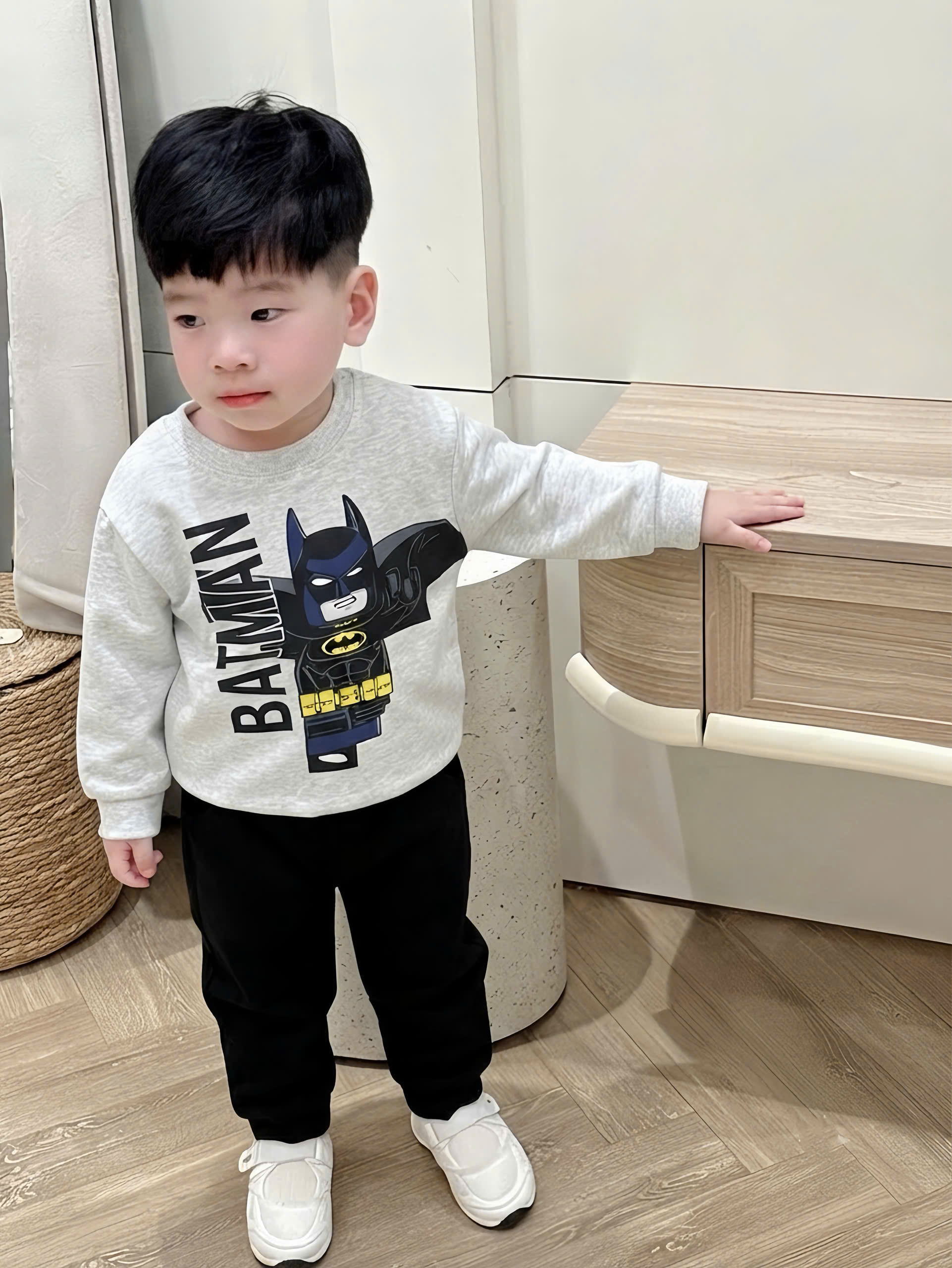T350 - SET 3 BỘ BÉ TRAI DÀI TAY BATMAN đỏ xám ghi