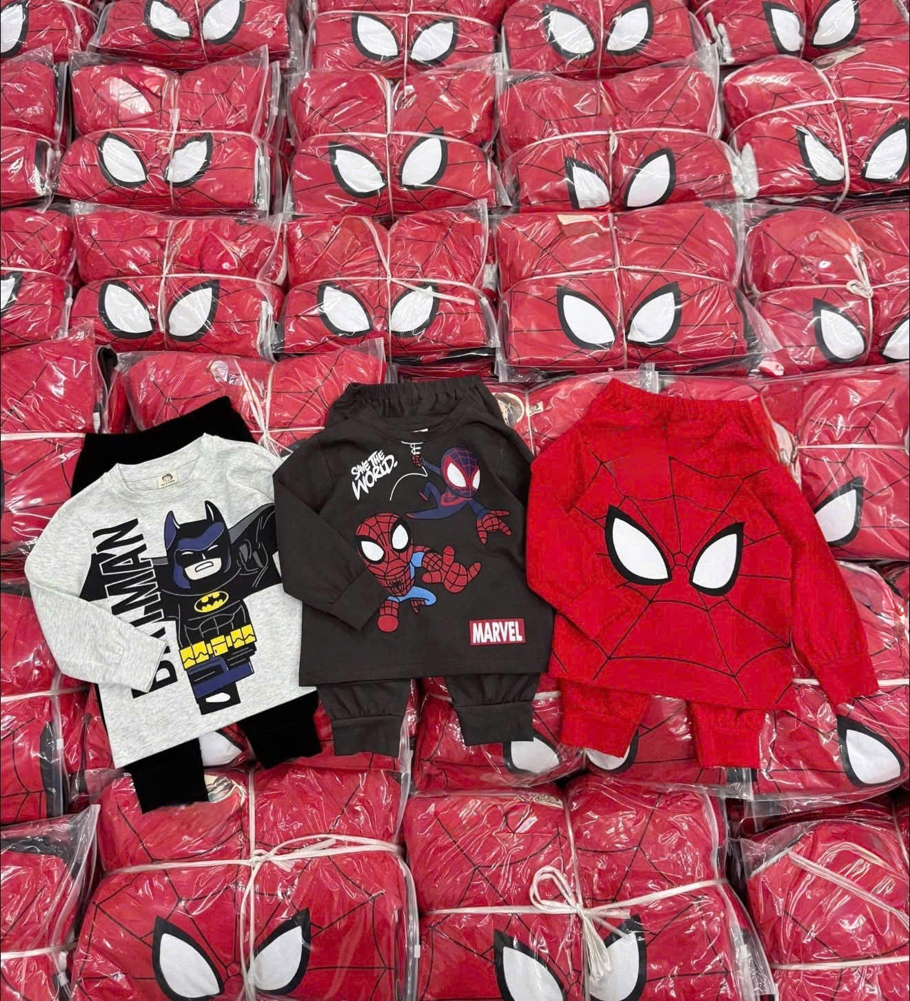 T350 - SET 3 BỘ BÉ TRAI DÀI TAY BATMAN đỏ xám ghi