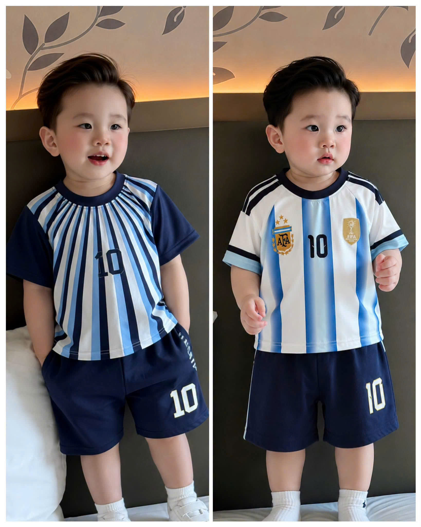 T354 - SET 2 BỘ BÉ TRAI SỌC XANH MESSI 10