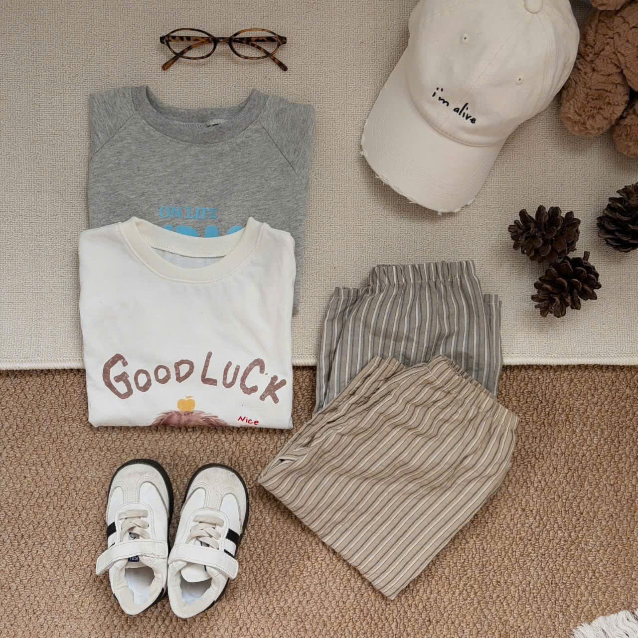 T355 - BỘ BÉ TRAI DÀI TAY CHÓ GOODLUCK QUẦN SỌC