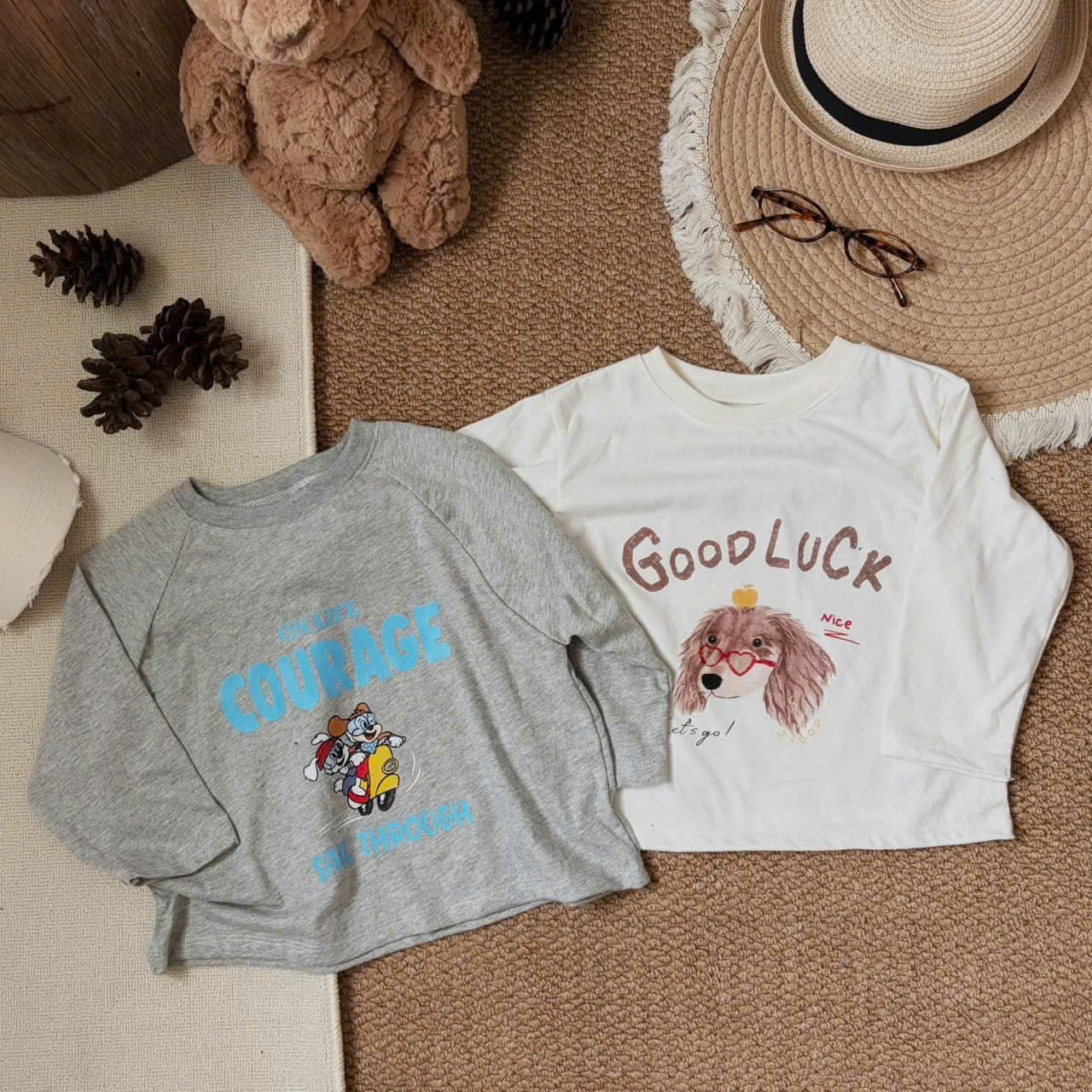 T355 - BỘ BÉ TRAI DÀI TAY CHÓ GOODLUCK QUẦN SỌC