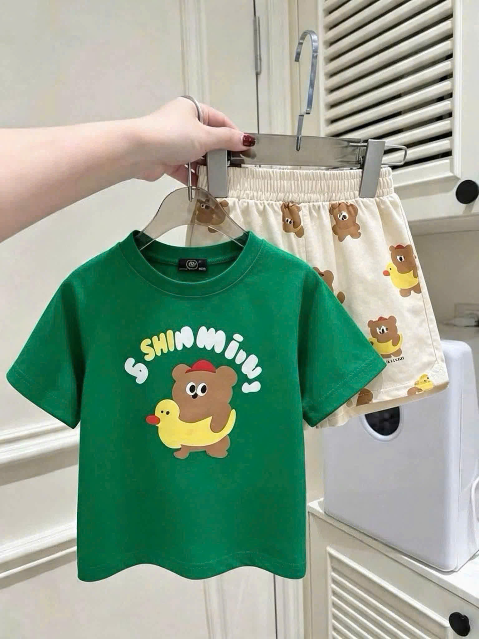 T364 - SET 2 BỘ ĐÙI BÉ TRAI GẤU SHINMIN nâu xanh