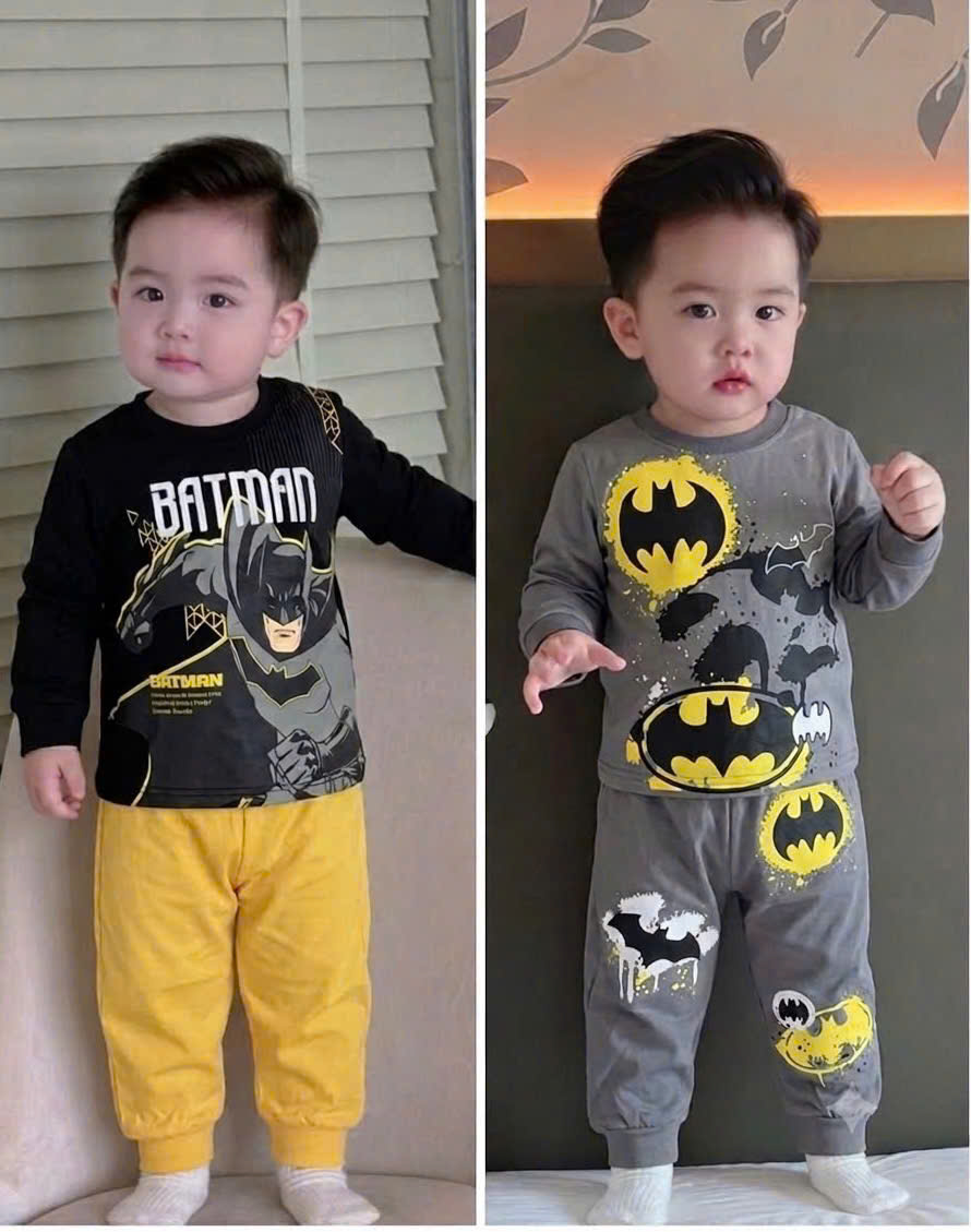(CHỜ) T395 - SET 2 BỘ BÉ TRAI DÀI BATMAN đen xám quần vàng