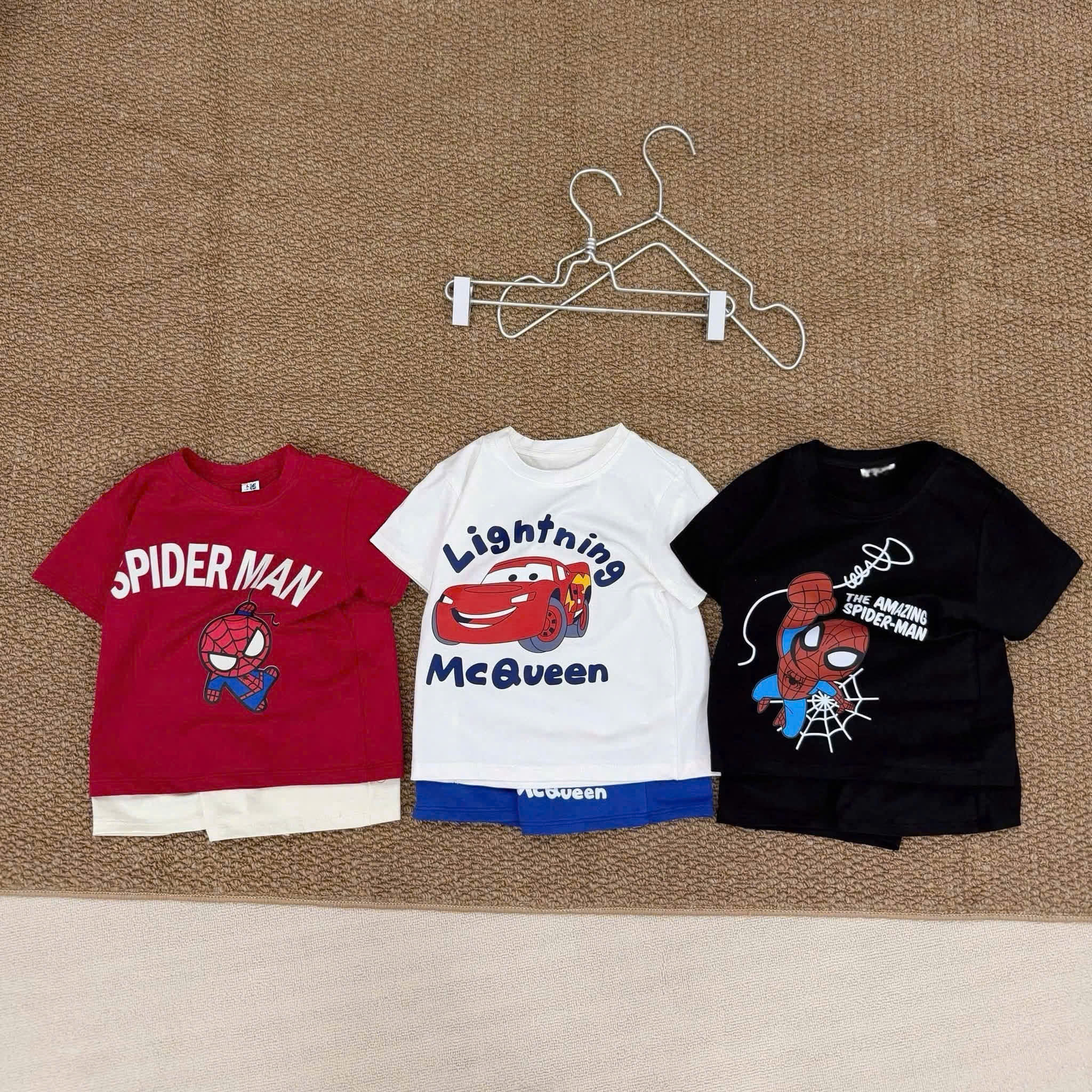 (CHỜ) T414 -SET 3 BỘ ĐÙI BÉ TRAI SPIDERMAN QUEEN đen đỏ trắng
