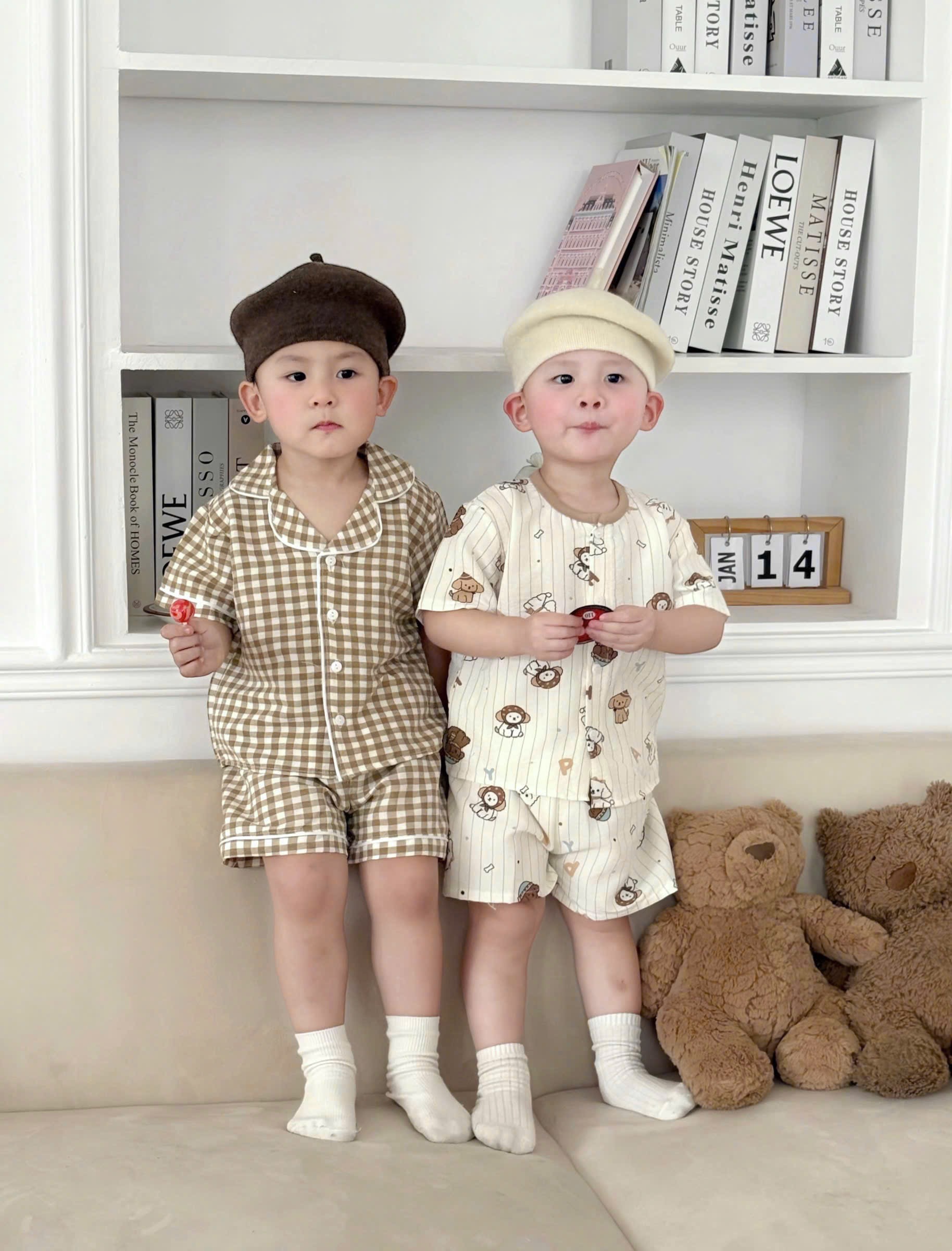 G933 - SET 2 BỘ PYJAMA ĐÙI BÉ HOẠT HÌNH