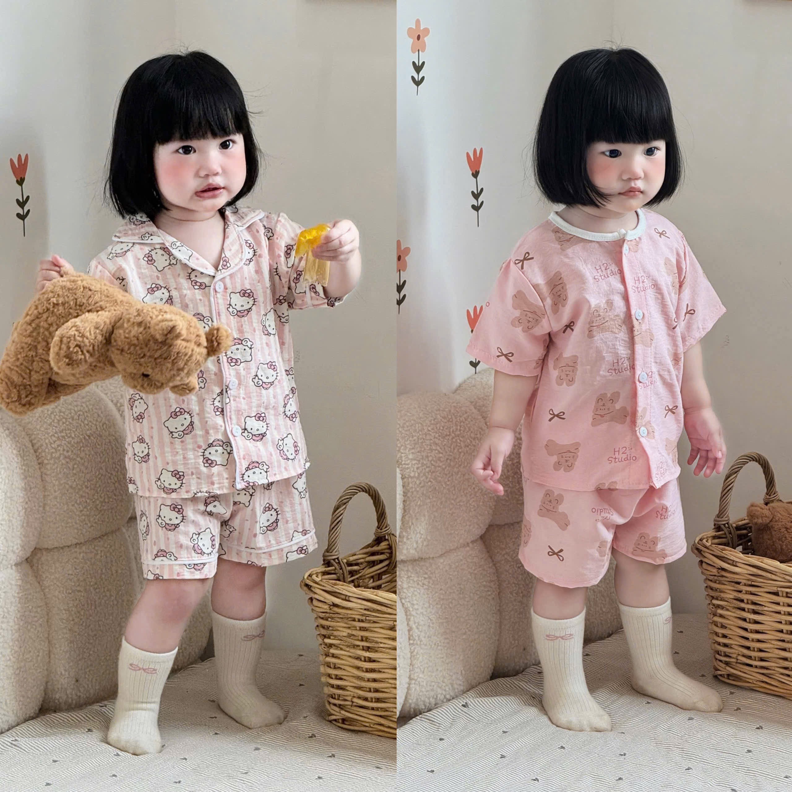 G933 - SET 2 BỘ PYJAMA ĐÙI BÉ HOẠT HÌNH