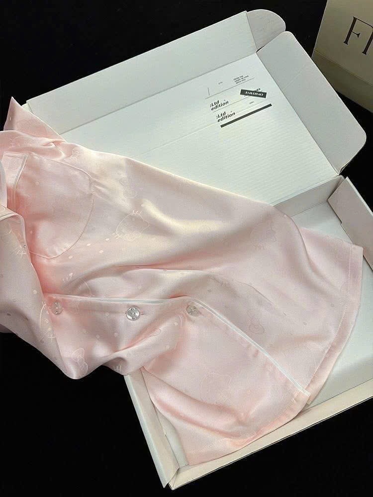 S294 - BỘ PYJAMA ĐÙI NỮ LỤA KITTY NƠ