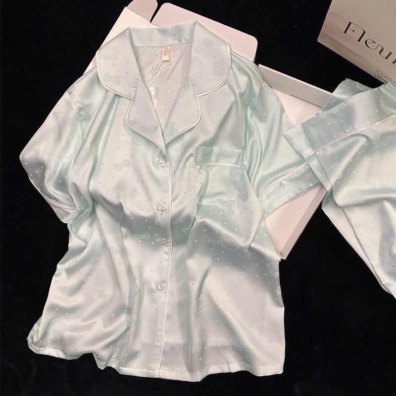 S294 - BỘ PYJAMA ĐÙI NỮ LỤA KITTY NƠ