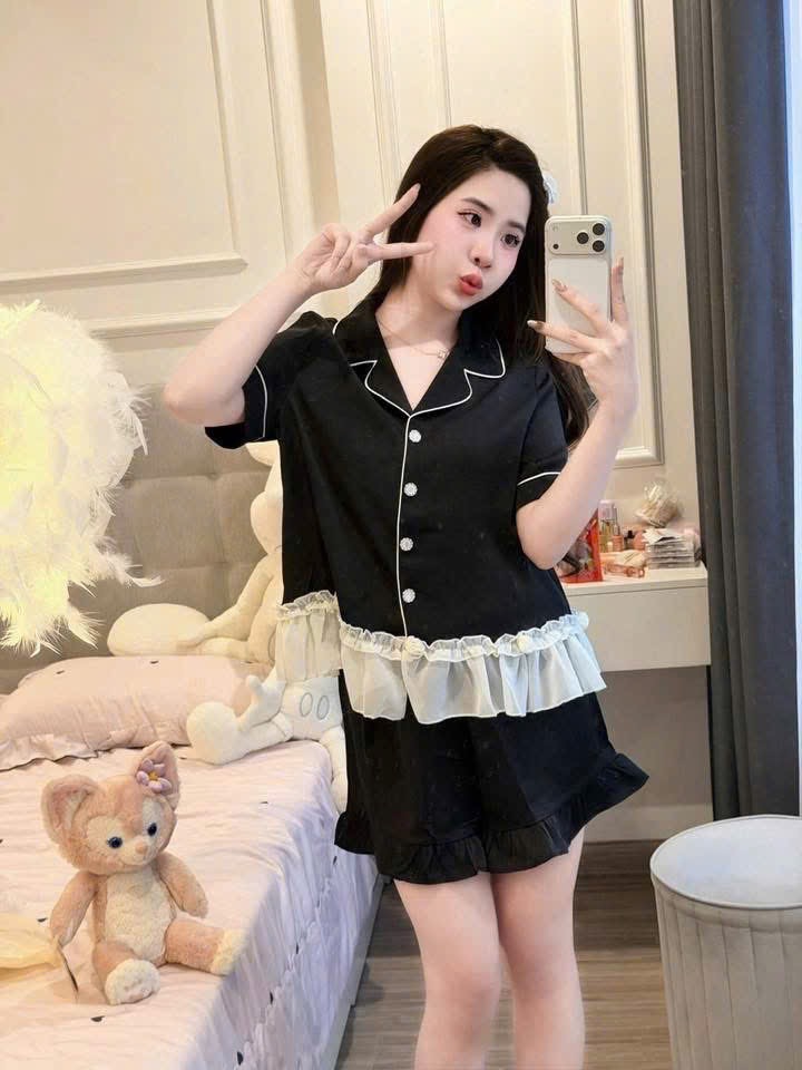 S295 - BỘ PYJAMA NỮ LỤA ĐÙI BÈO GẤU TRẮNG