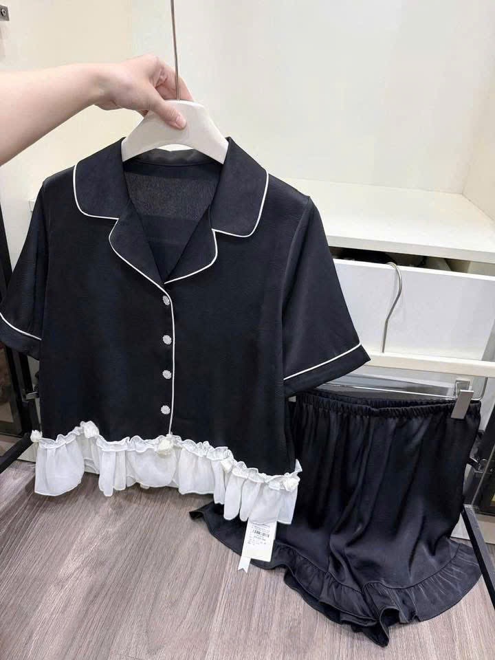 S295 - BỘ PYJAMA NỮ LỤA ĐÙI BÈO GẤU TRẮNG