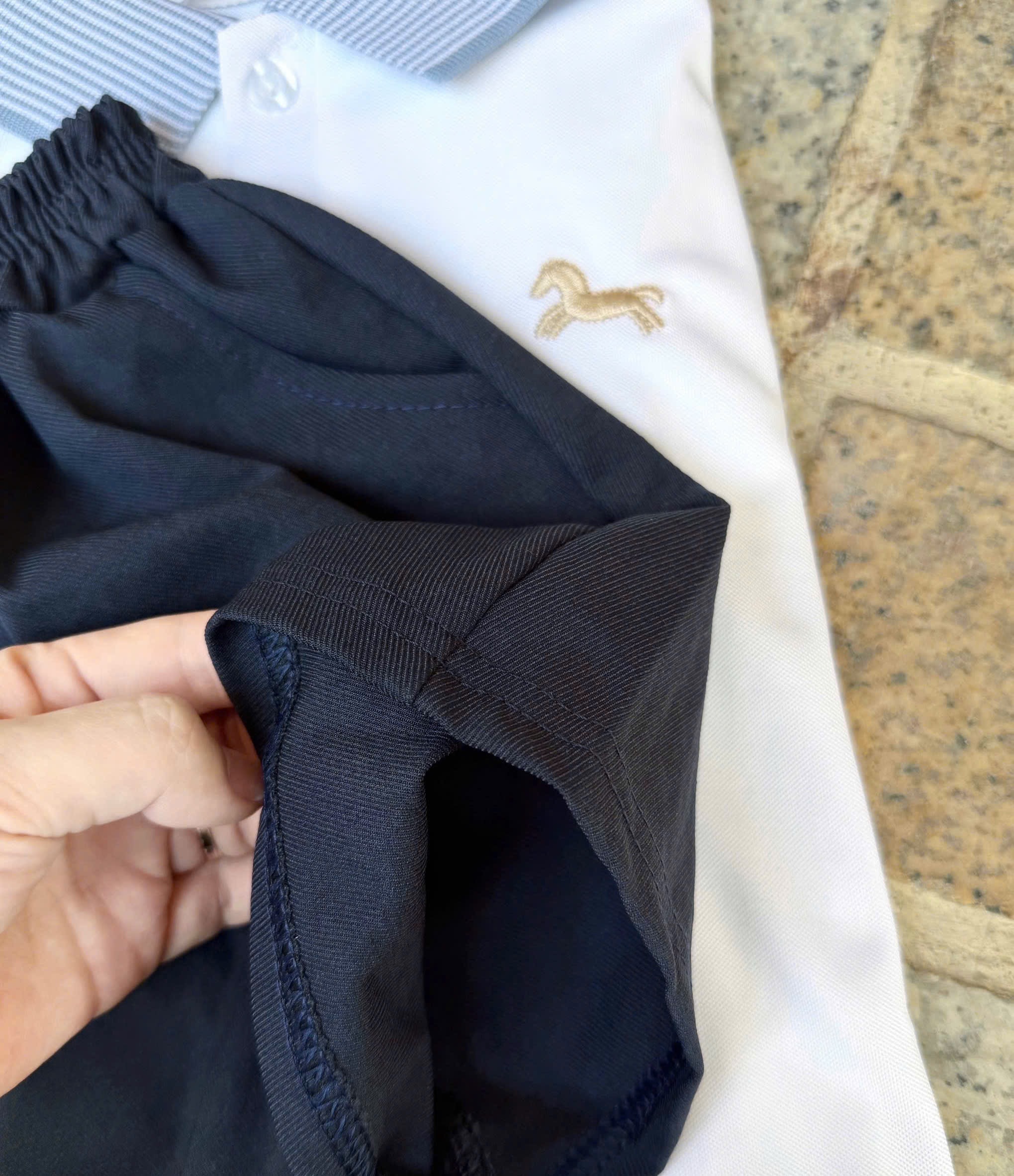 T168 - BỘ ĐÙI BÉ TRAI ÁO POLO THÊU 2 NGỰA QUẦN THAN